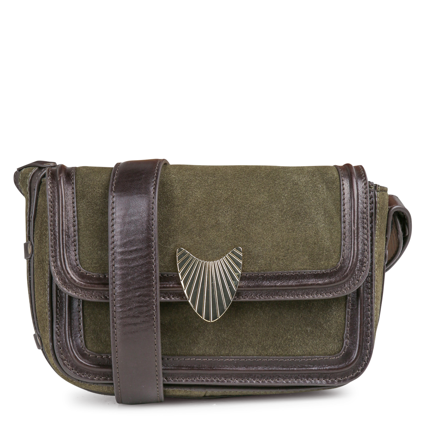 Sac bandoulière en cuir leonard mini MAISON 123 Kaki