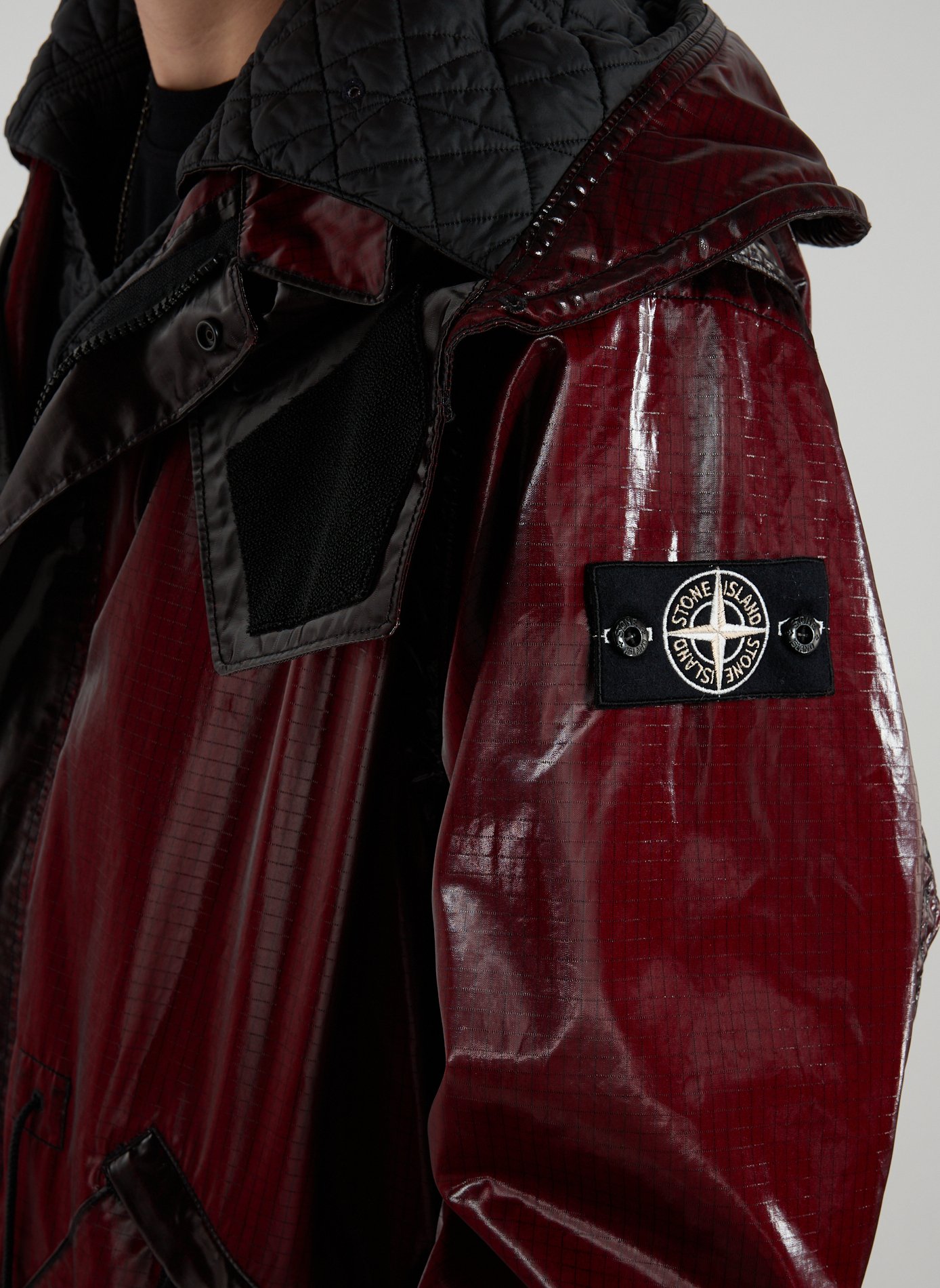 Prismatico Uneven Ripstop Hooded Parka STONE ISLAND Red