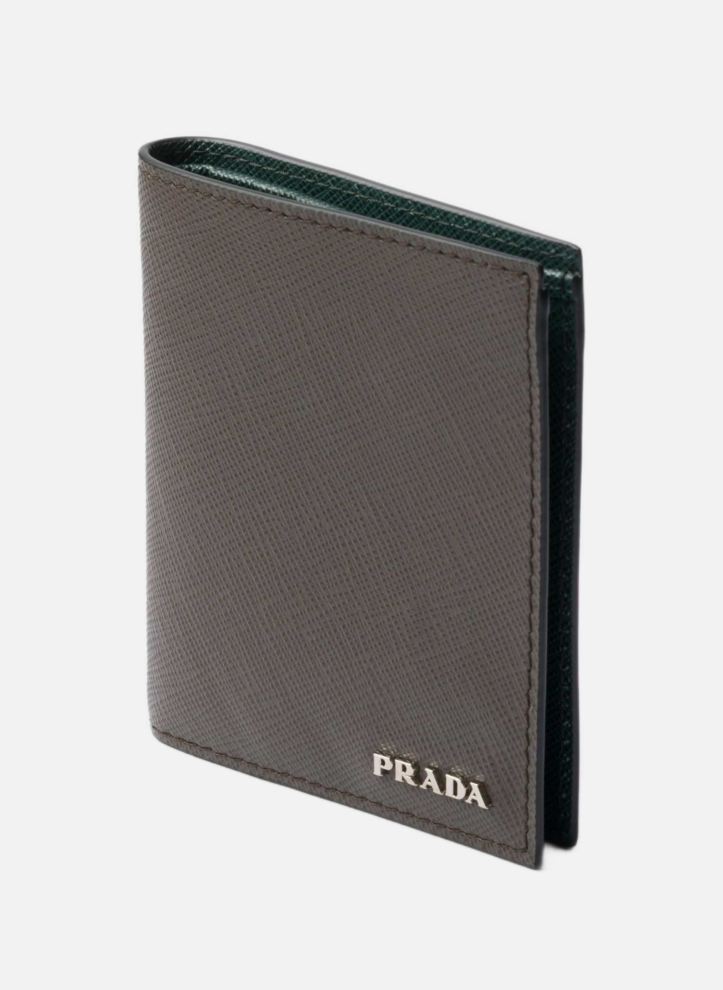 Portefeuille en cuir saffiano PRADA Gris