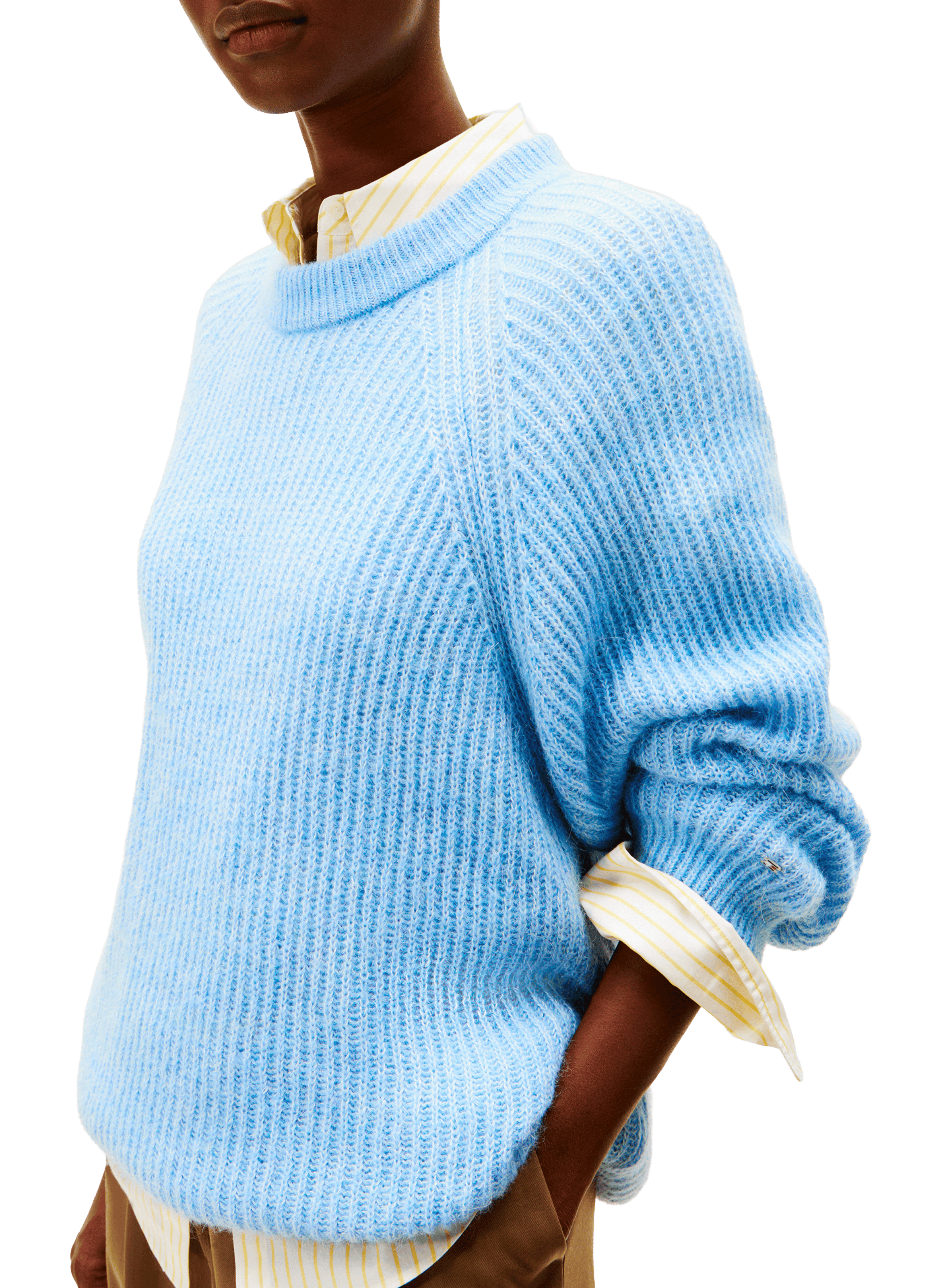 Pull col rond ample en alpaga mélangé TOMMY HILFIGER Bleu