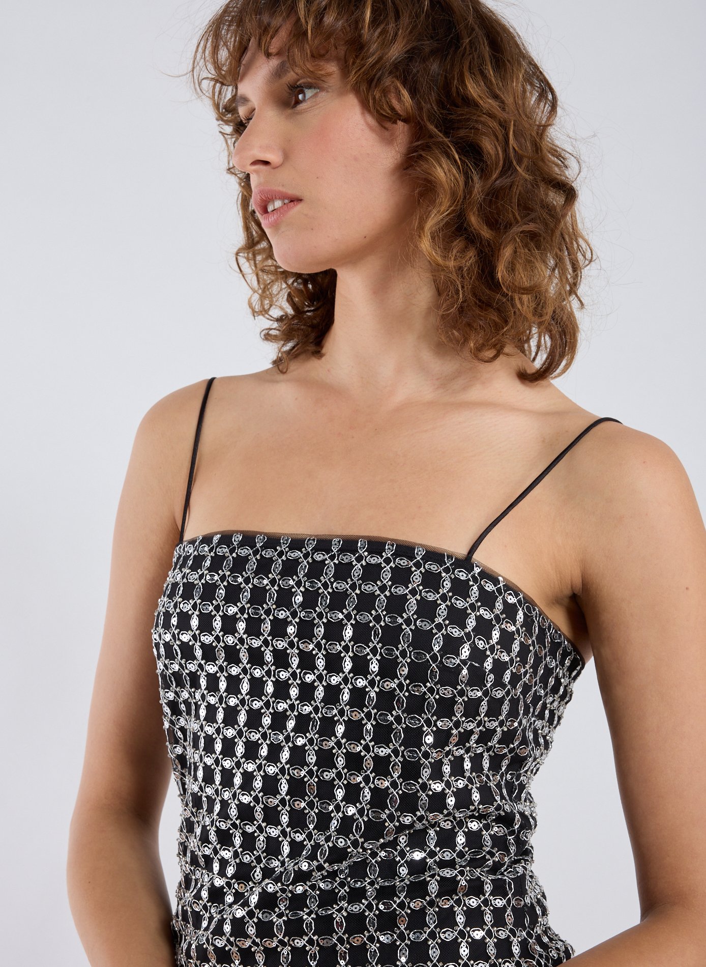 Robe longues à sequins ROTATE Noir