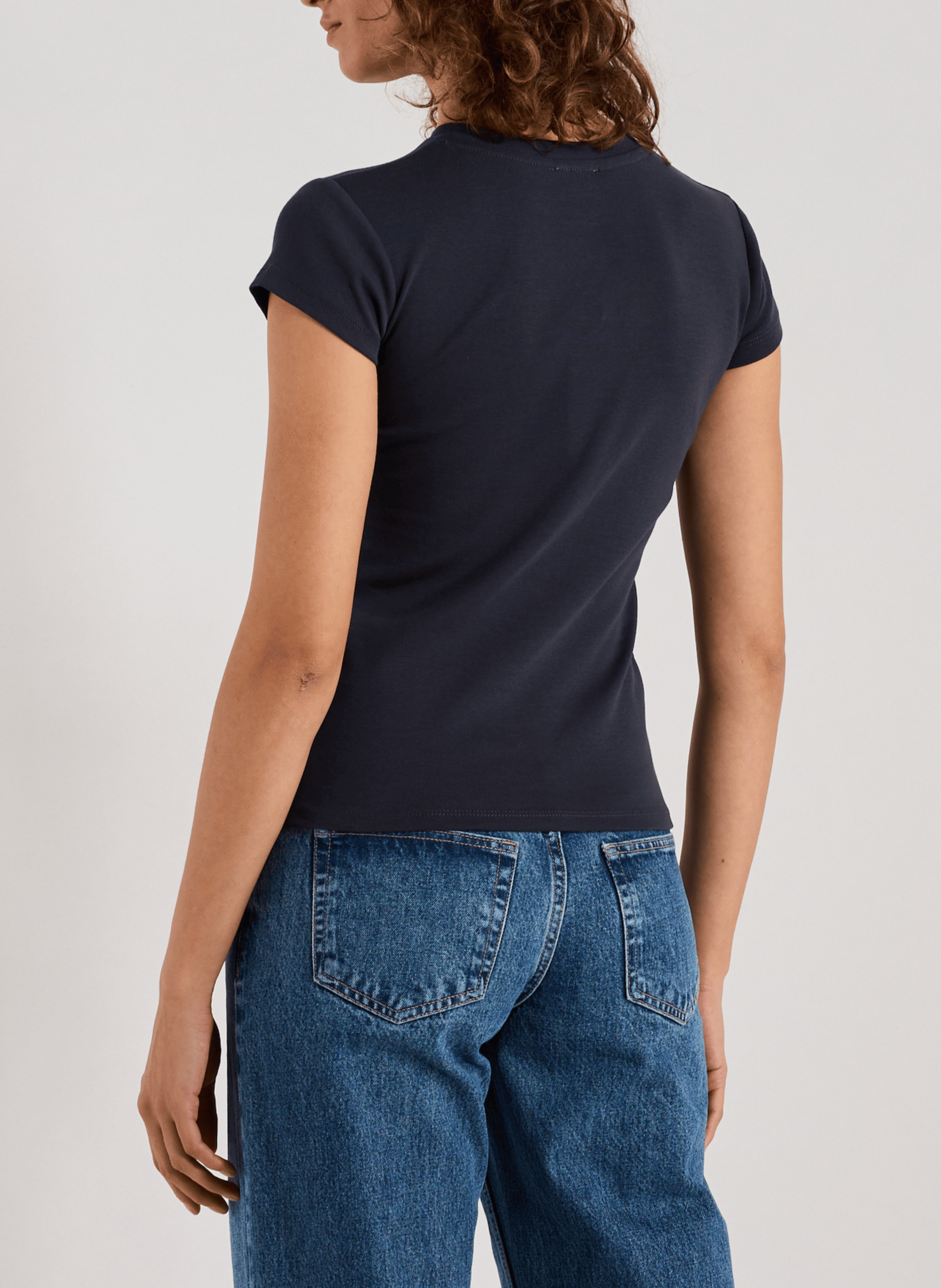 T-shirt col rond en coton TOPSHOP Gris