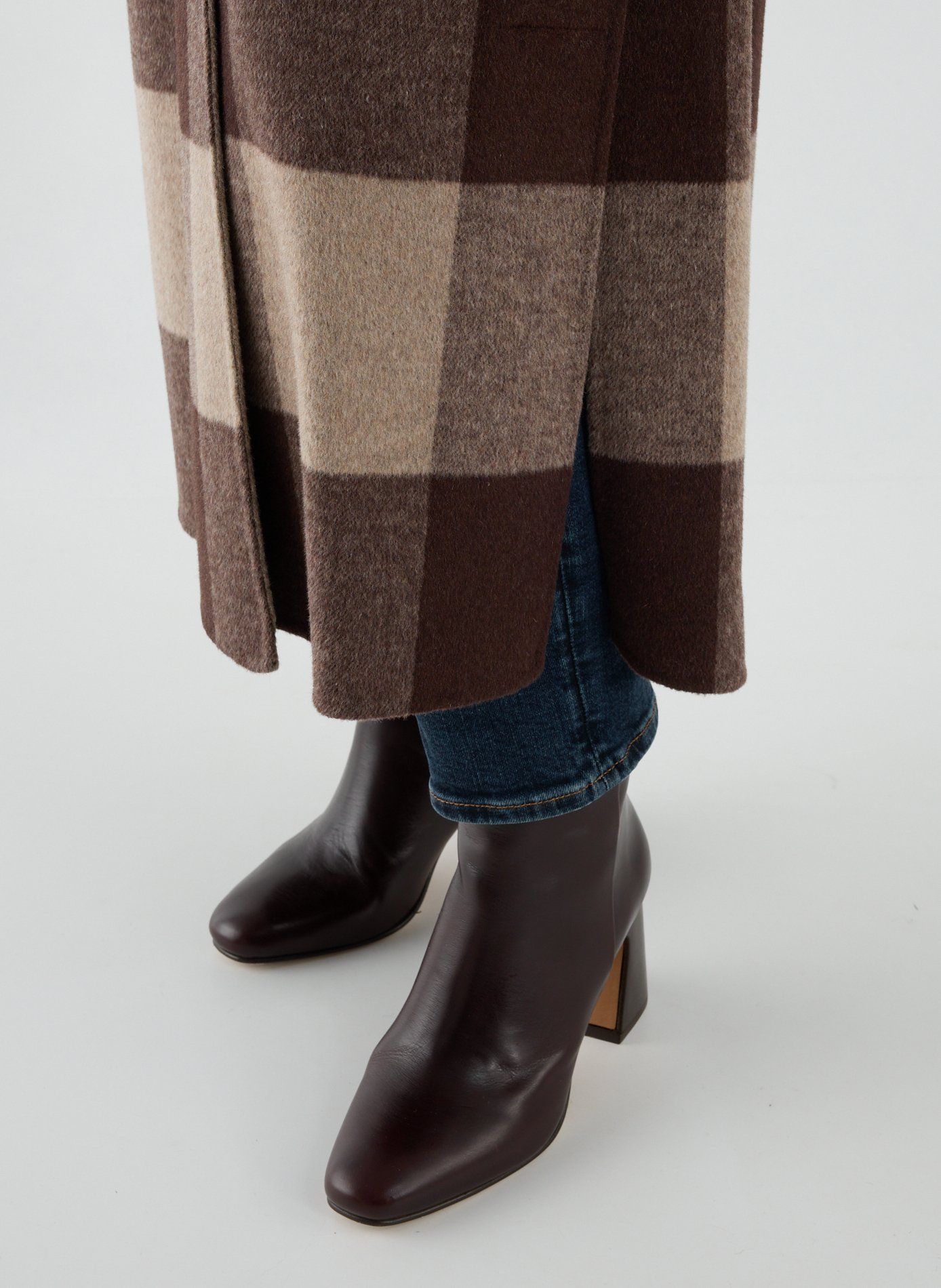 Manteau long à carreaux en laine mérinos mélangée ADOLFO DOMINGUEZ Multicolore