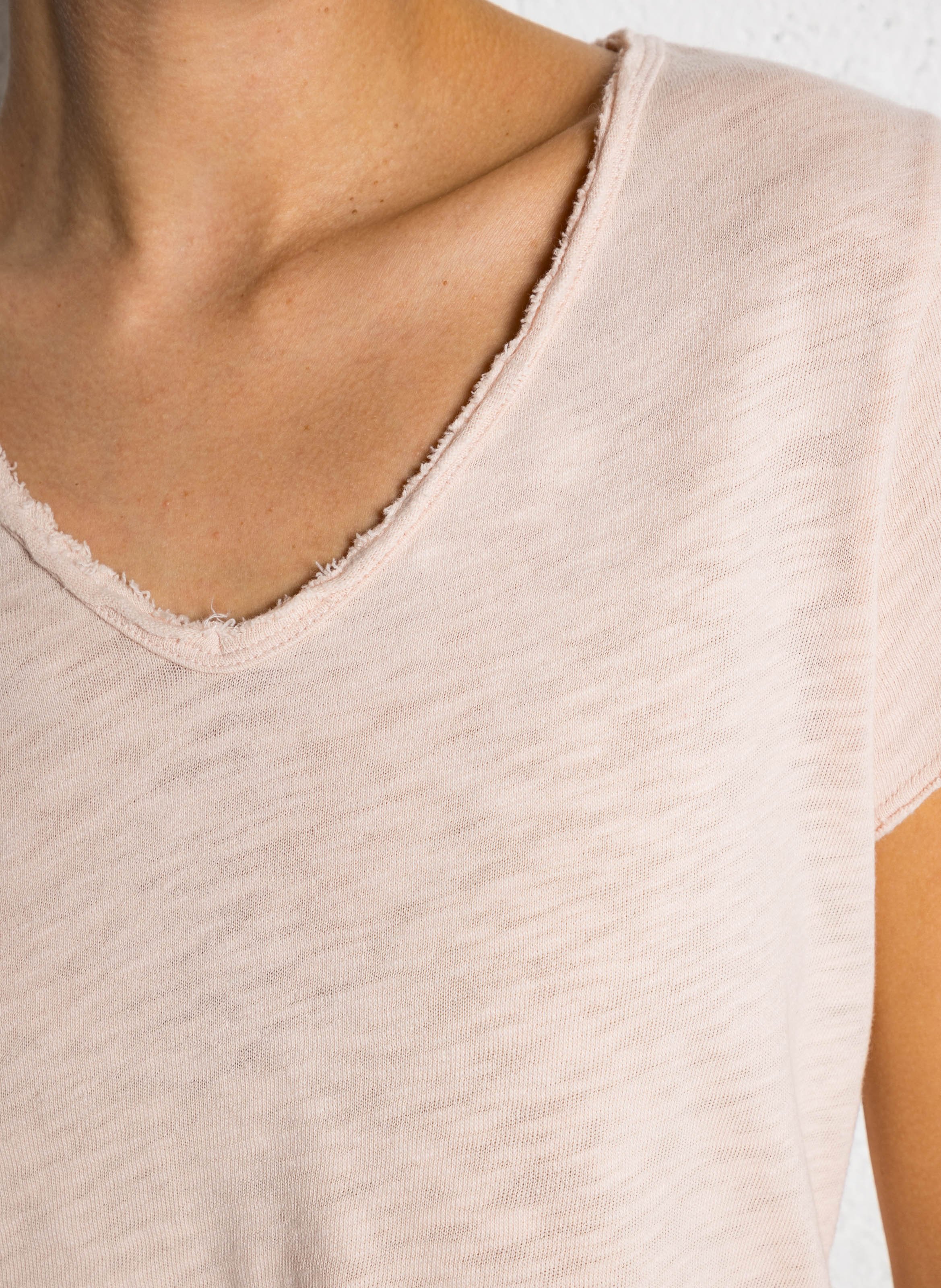 Tee-shirt droit col v en coton sonoma AMERICAN VINTAGE Beige