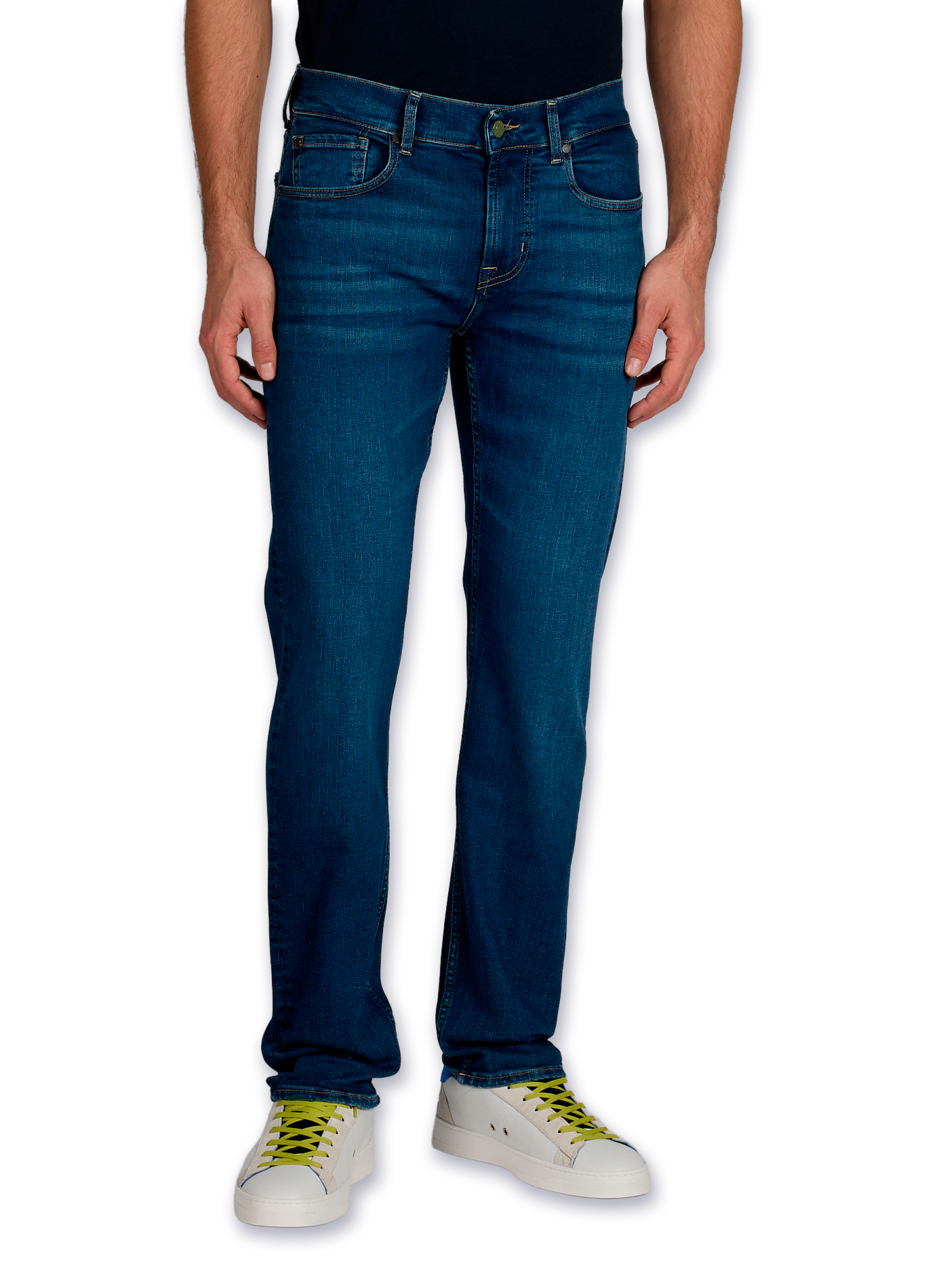 Cotton-blend slim-fit jeans 7 FOR ALL MANKIND Blue