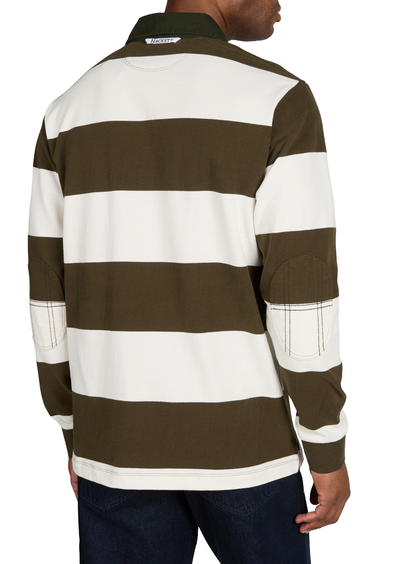 Polo manches longues rayé en coton HACKETT Blanc