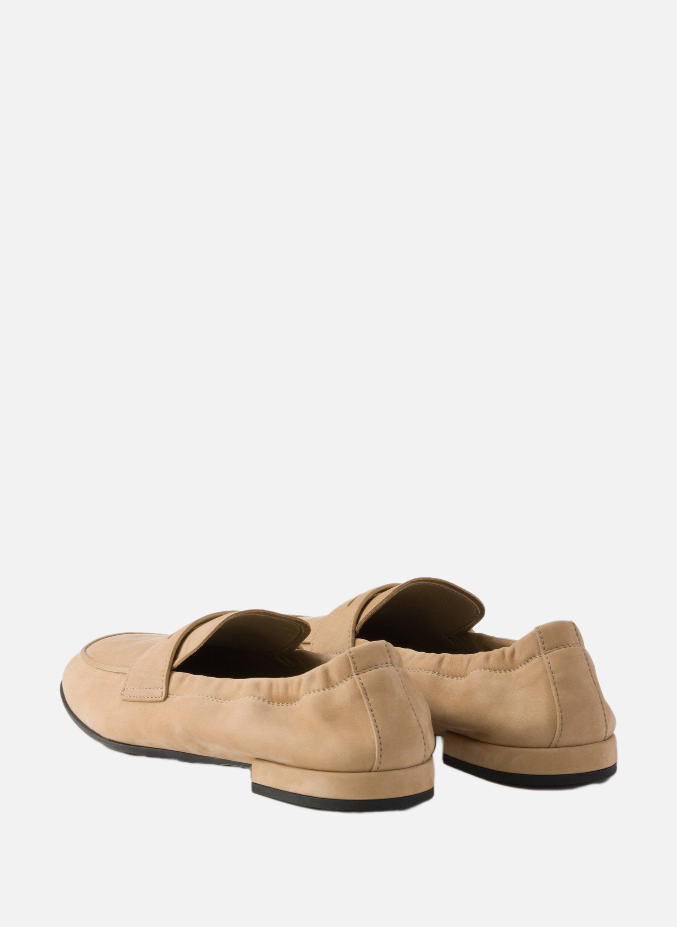 Mocassins en cuir nubuck shuffle PRADA Beige