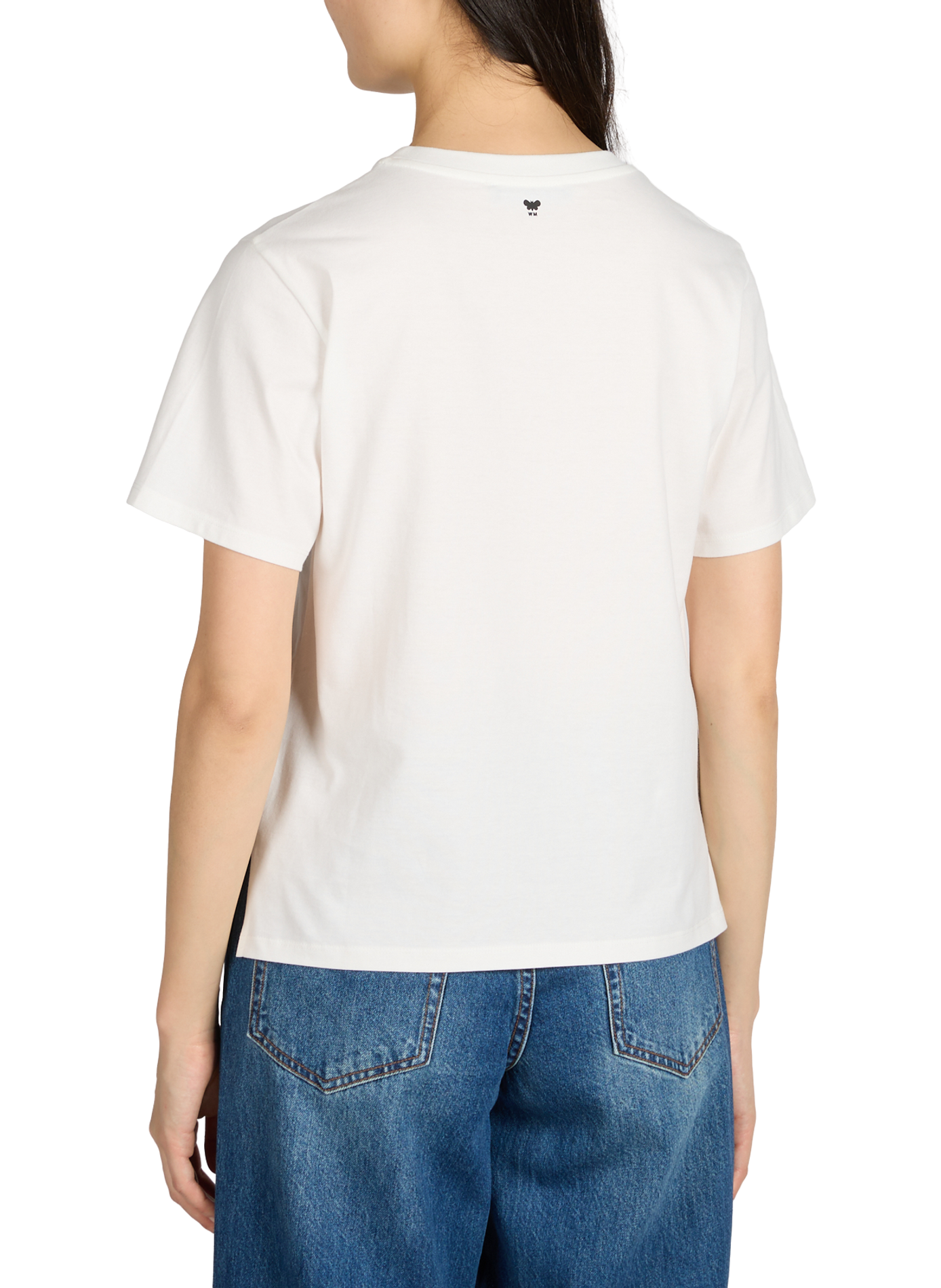 Embroidered round neck cotton T-shirt WEEK END White