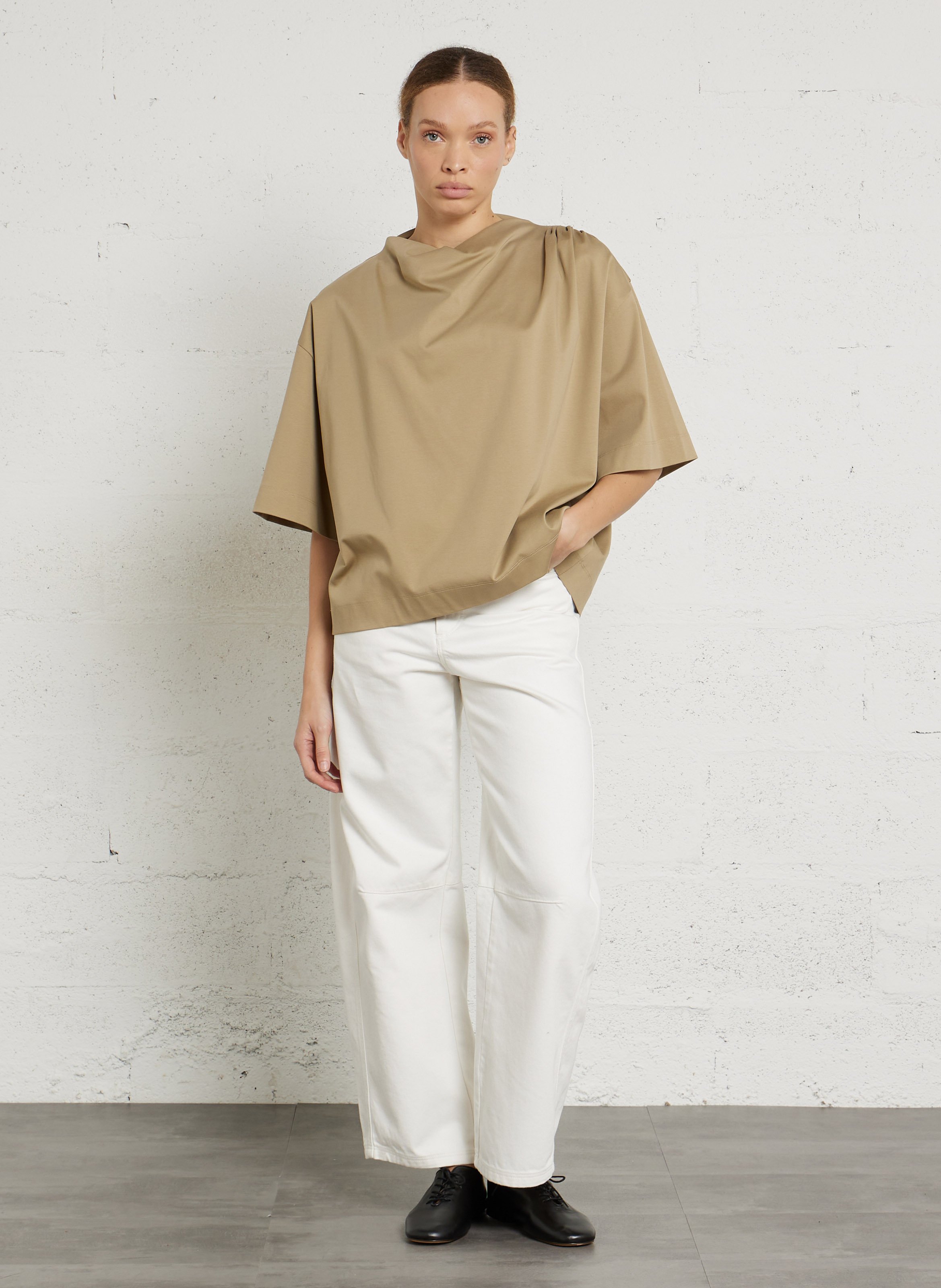 Tee-shirt manches courtes drapé uni Dakota SOEUR Beige