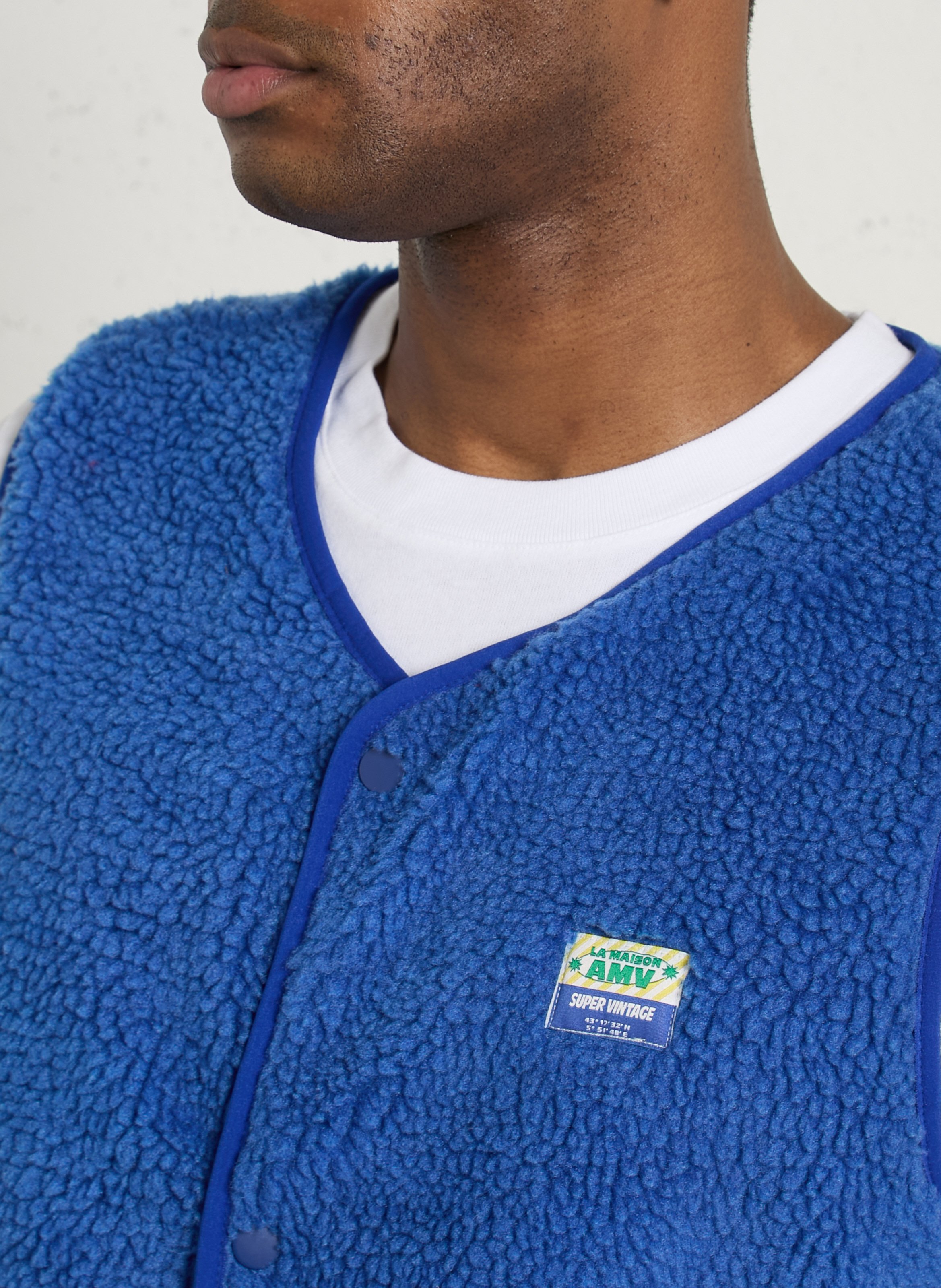 Veste col rond en sherpa hoktown AMERICAN VINTAGE Bleu