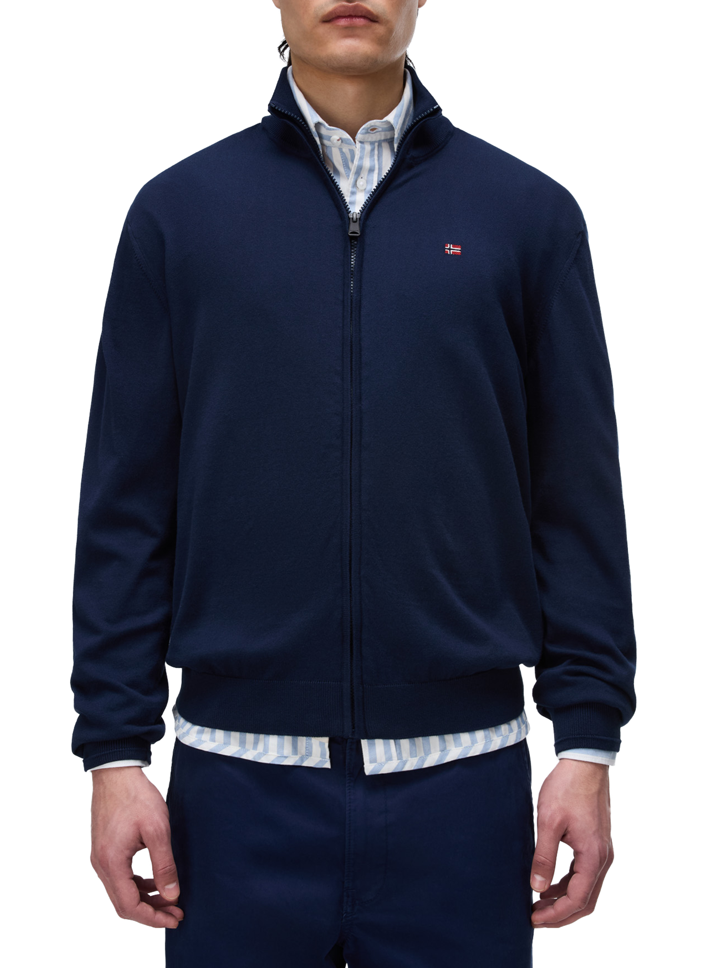 Gilet droit à col montant en coton NAPAPIJRI Bleu