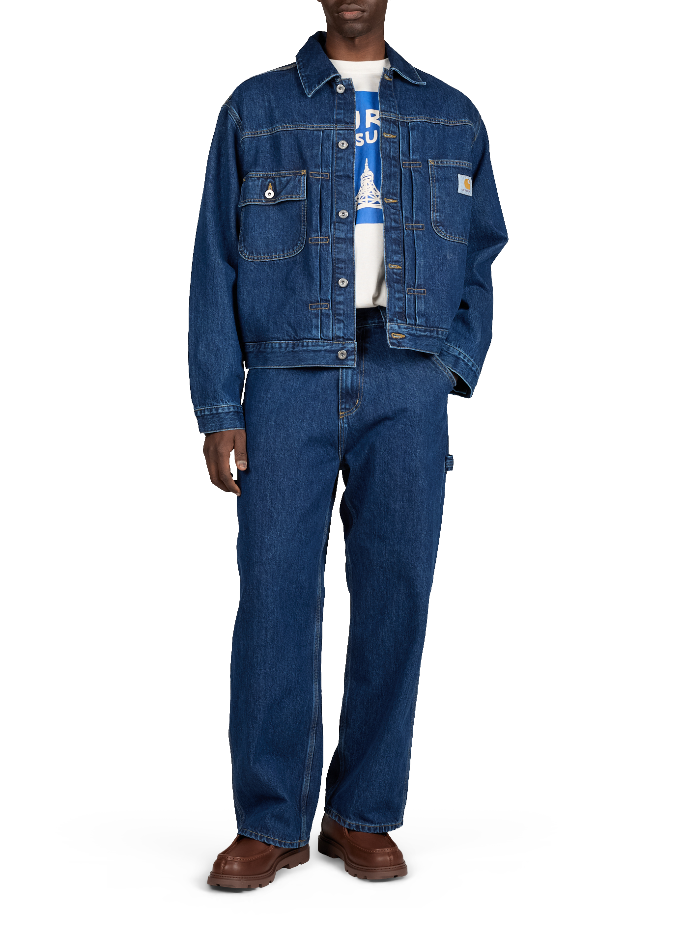 Jacket with classic cotton denim collar CARHARTT WIP Blue