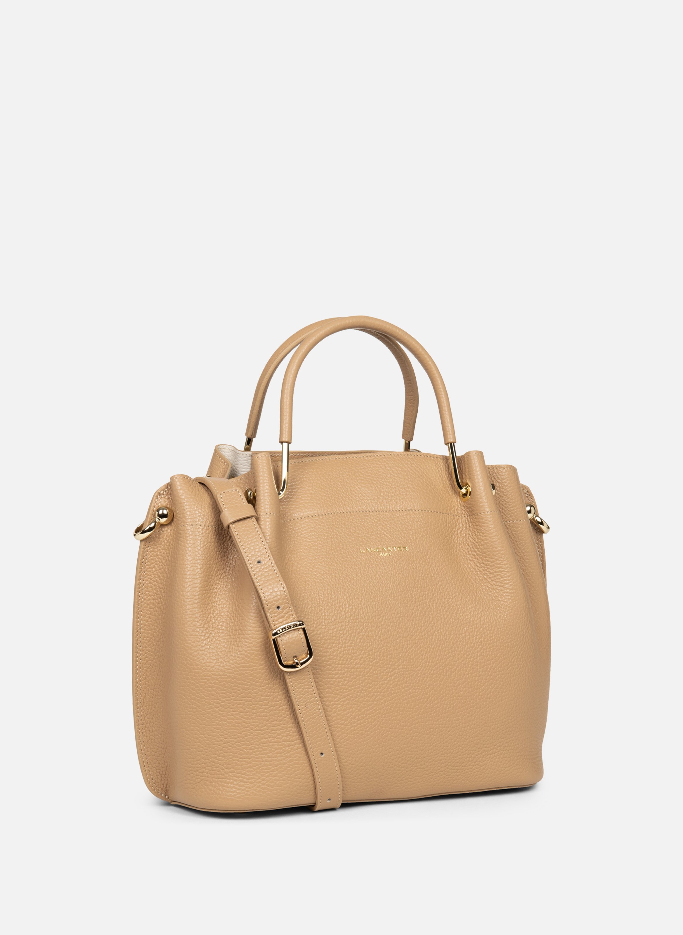 Grand sac à main - foulonné double louisa LANCASTER Beige