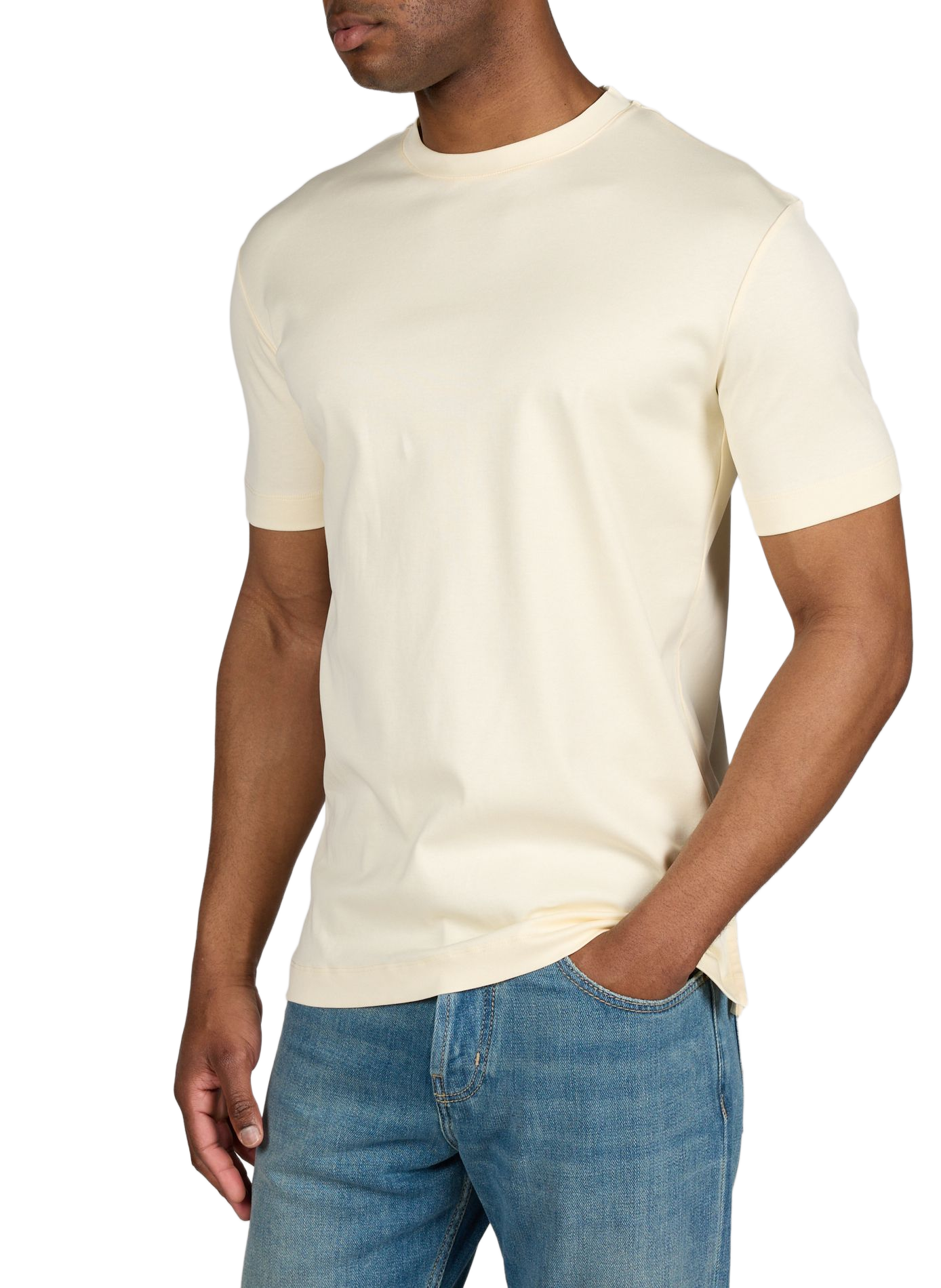 T-shirt uni à col rond en coton AURELIEN Jaune