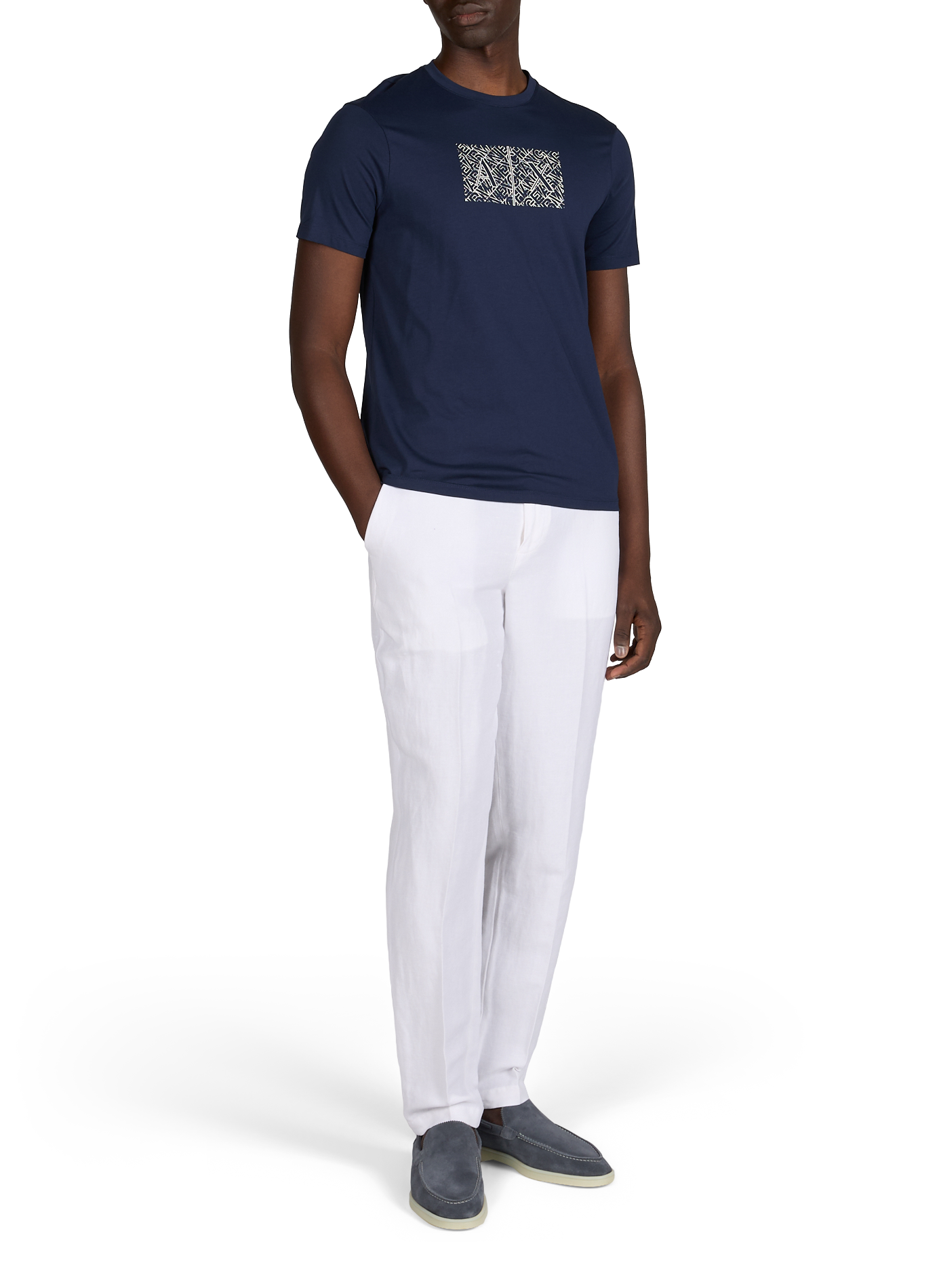 Pantalon en lin mélangé ARMANI EXCHANGE Blanc