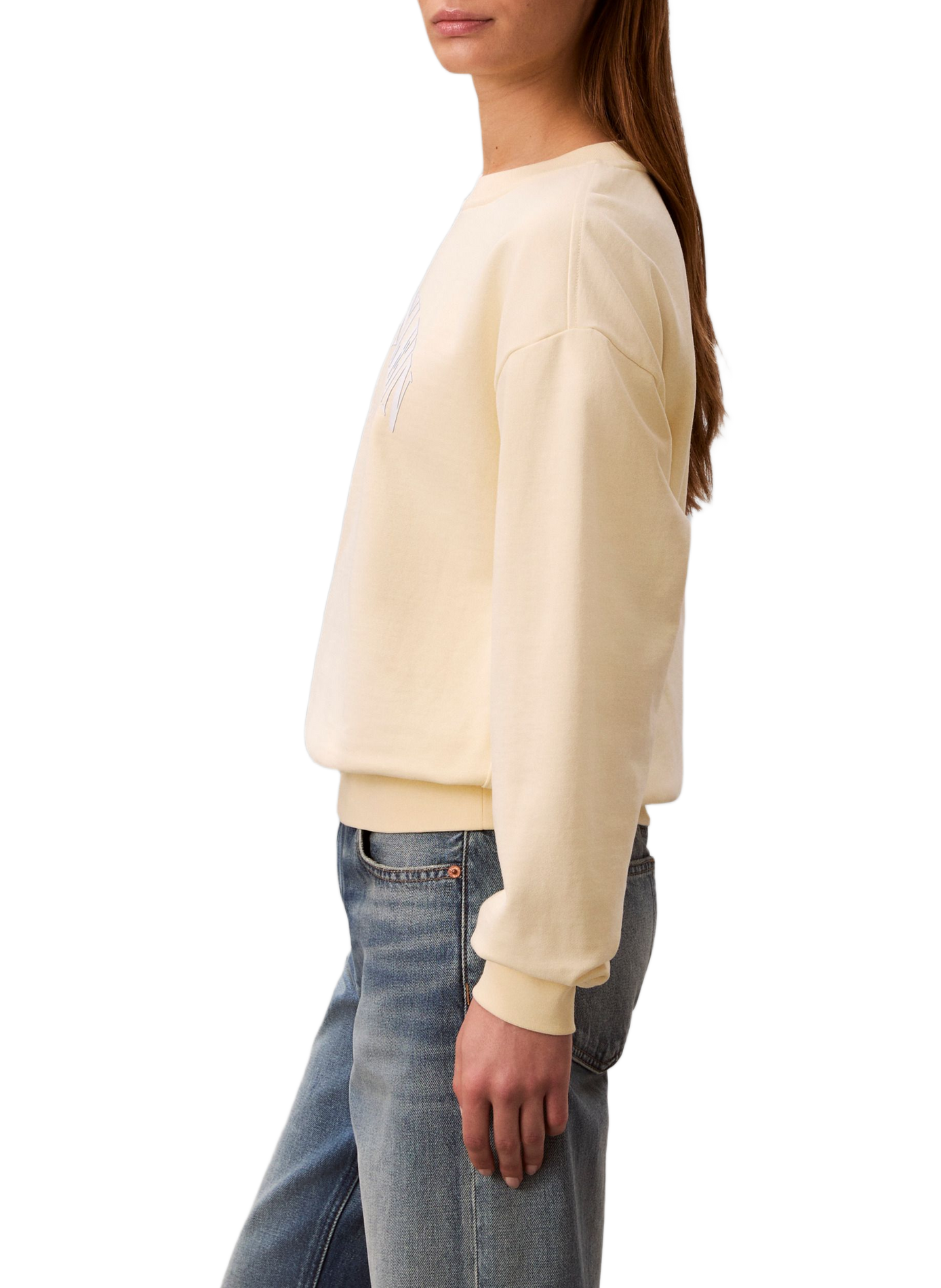 Pull imprimé à col rond en coton CALVIN KLEIN Jaune