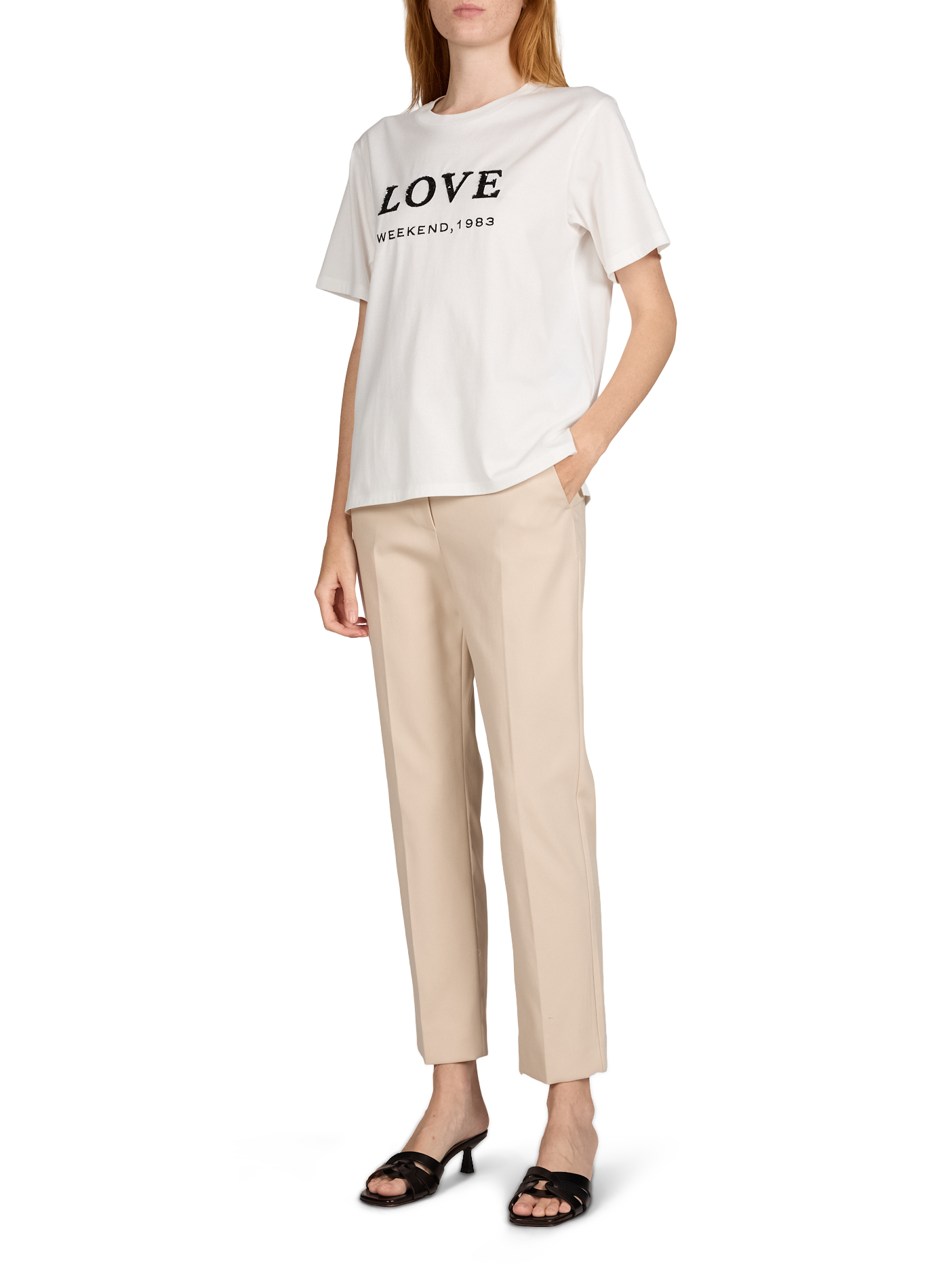 Pantalon slim à plis en coton stretch  MAX MARA WEEK END Beige