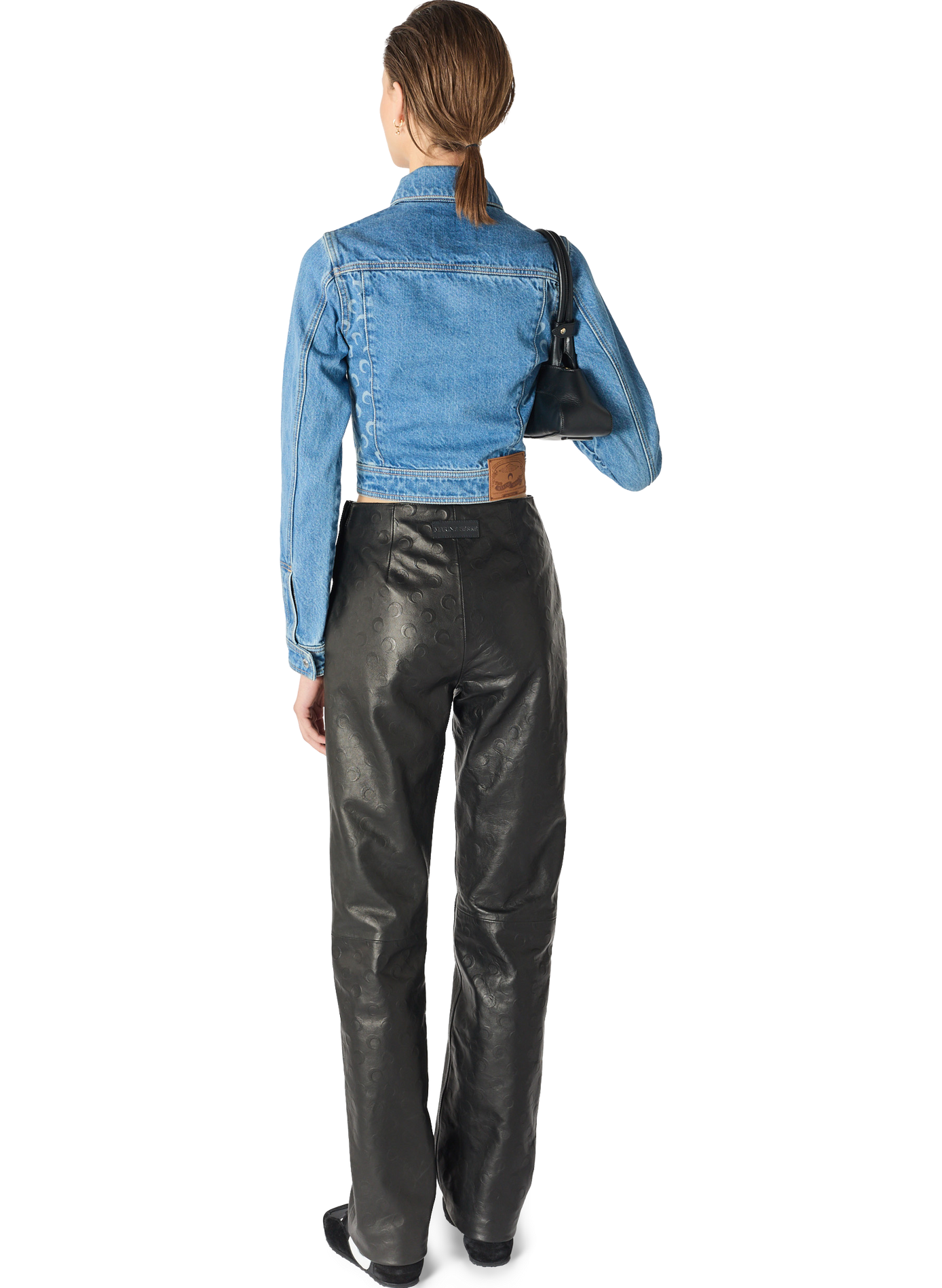 Veste trucker zippée en jean de coton biologique bleu clair MARINE SERRE Blauw