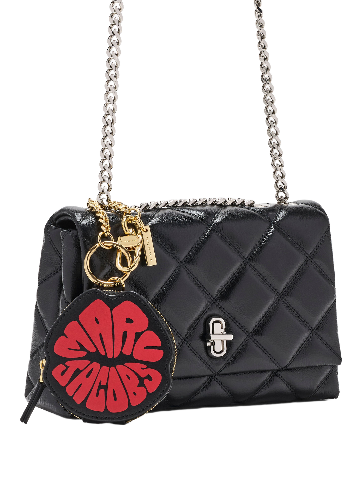 The Marc Lips Pouch leather bag charm MARC JACOBS Black