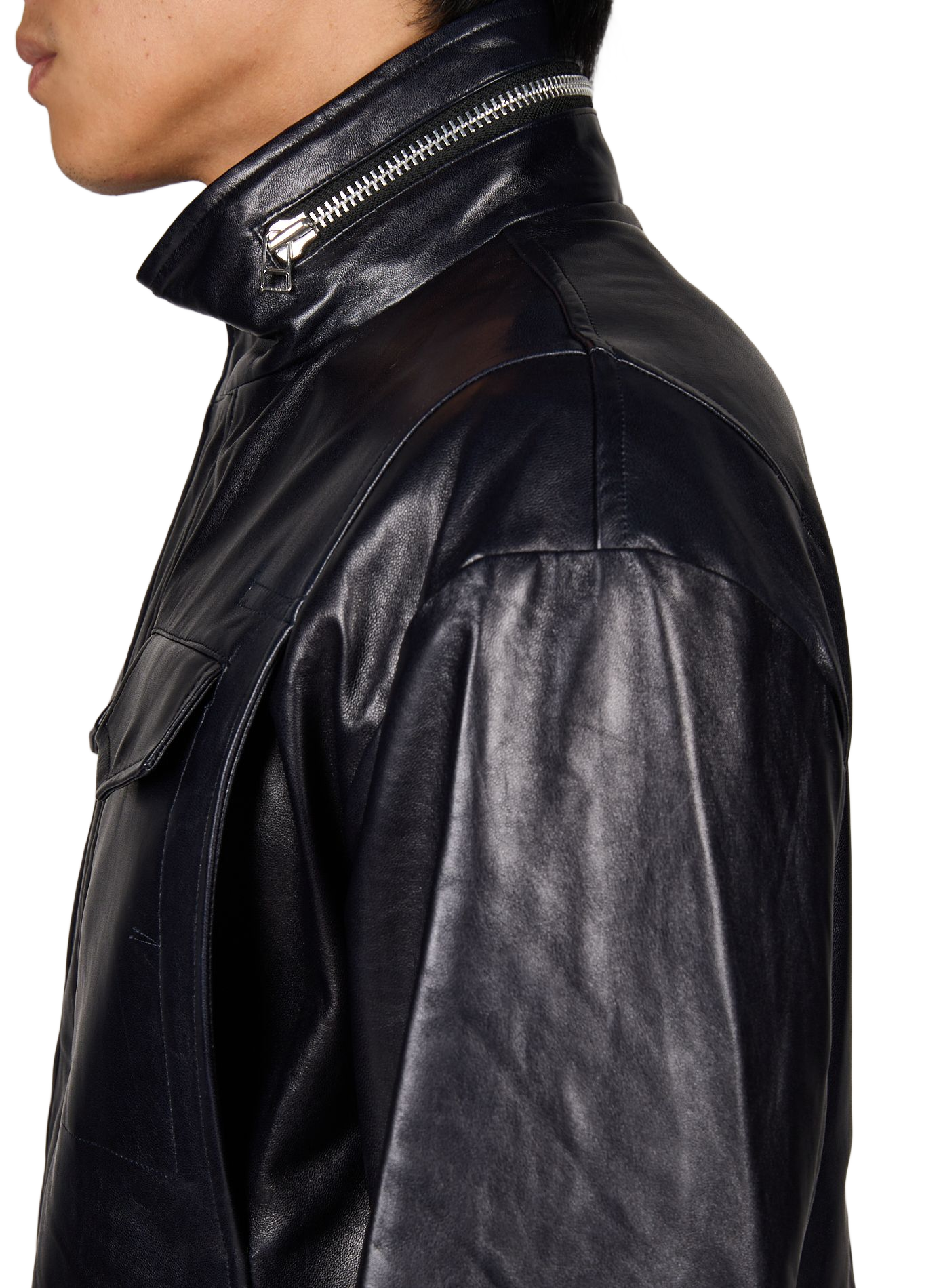 Blouson en cuir OMAR AFRIDI Bleu