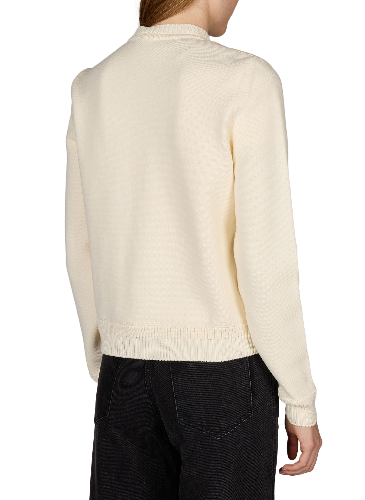 Quilted cardigan with knit collar and hem MONCLER White
