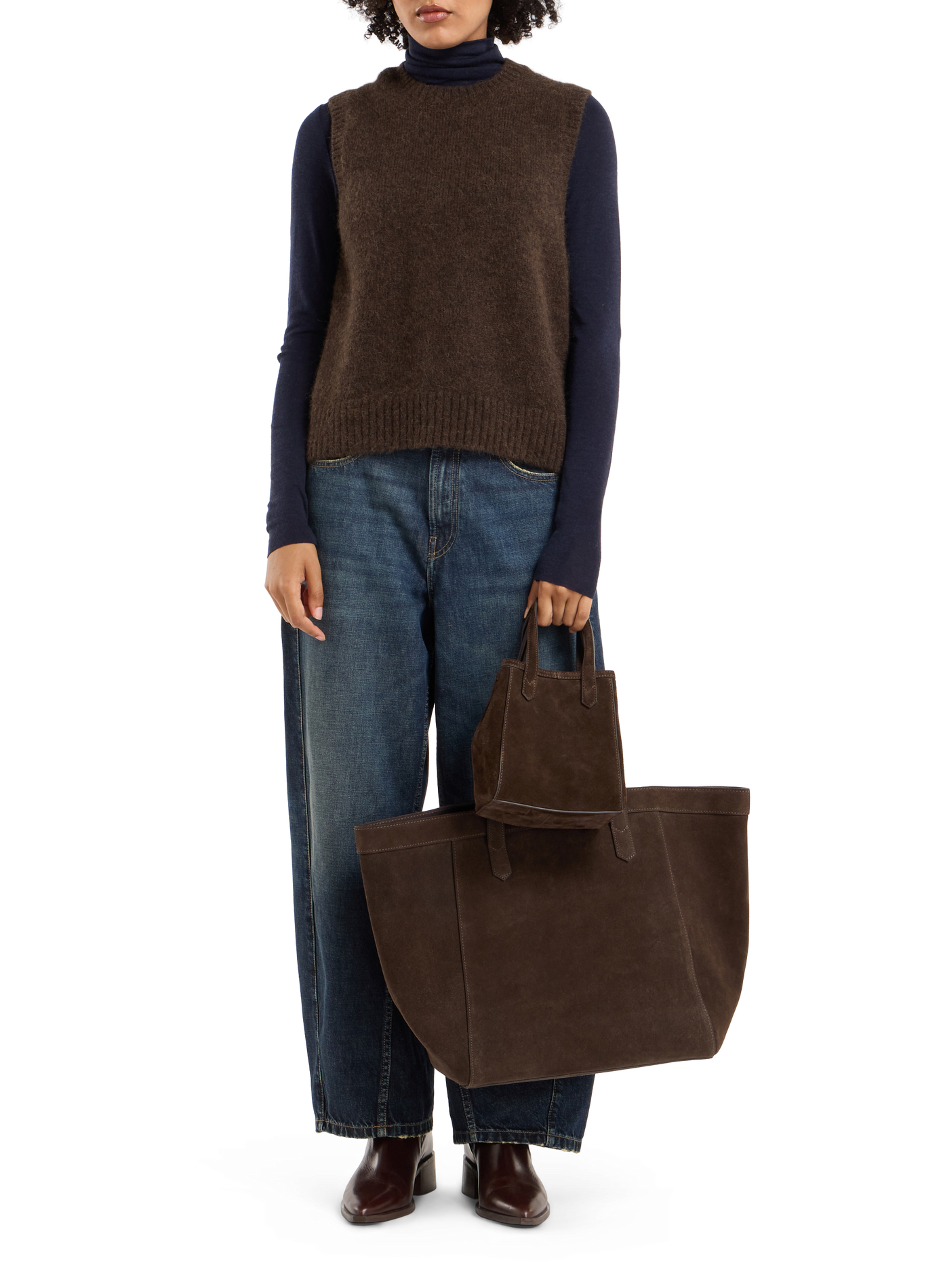 Sac cabas Enzo en cuir suédé SAISON 1865 Marron