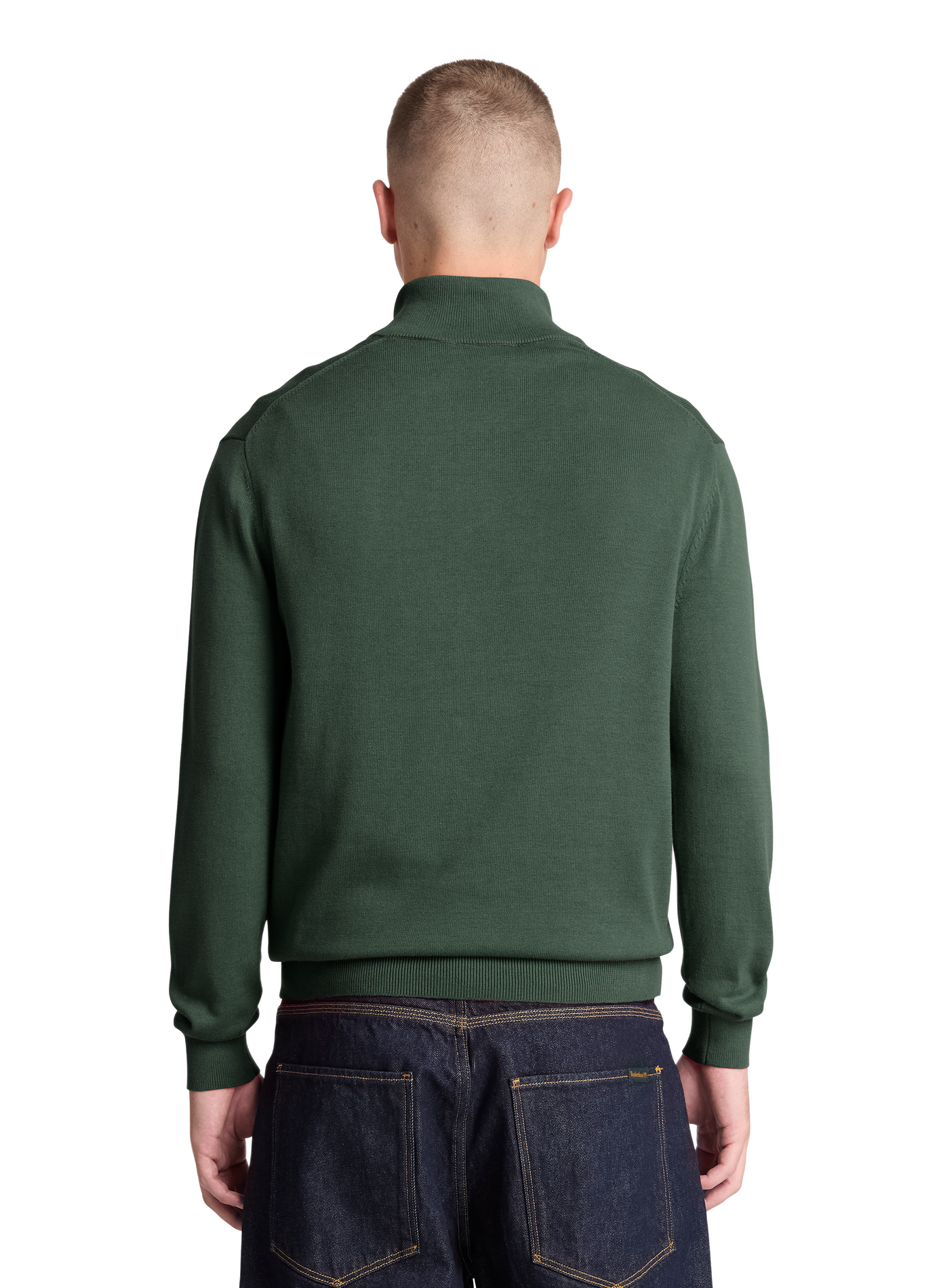 Straight cut high-neck cotton sweater TIMBERLAND Green