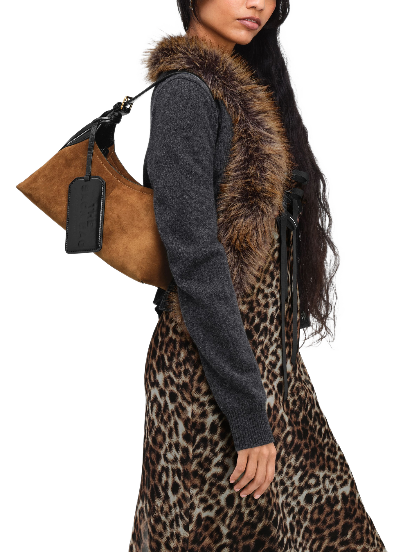 Small Belted Sack shoulder bag in suede leather MARC JACOBS Brown