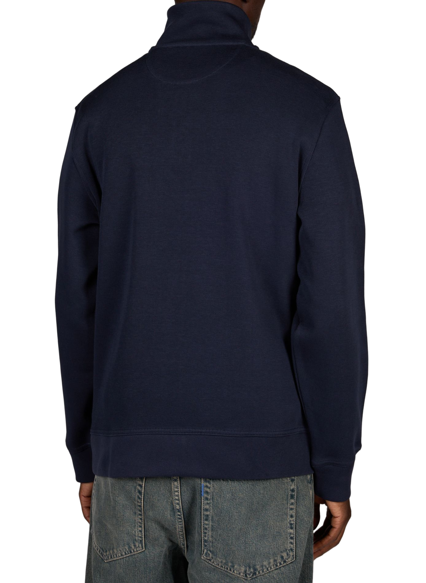 Sweatshirt droit à col montant zippé en coton GANT Bleu