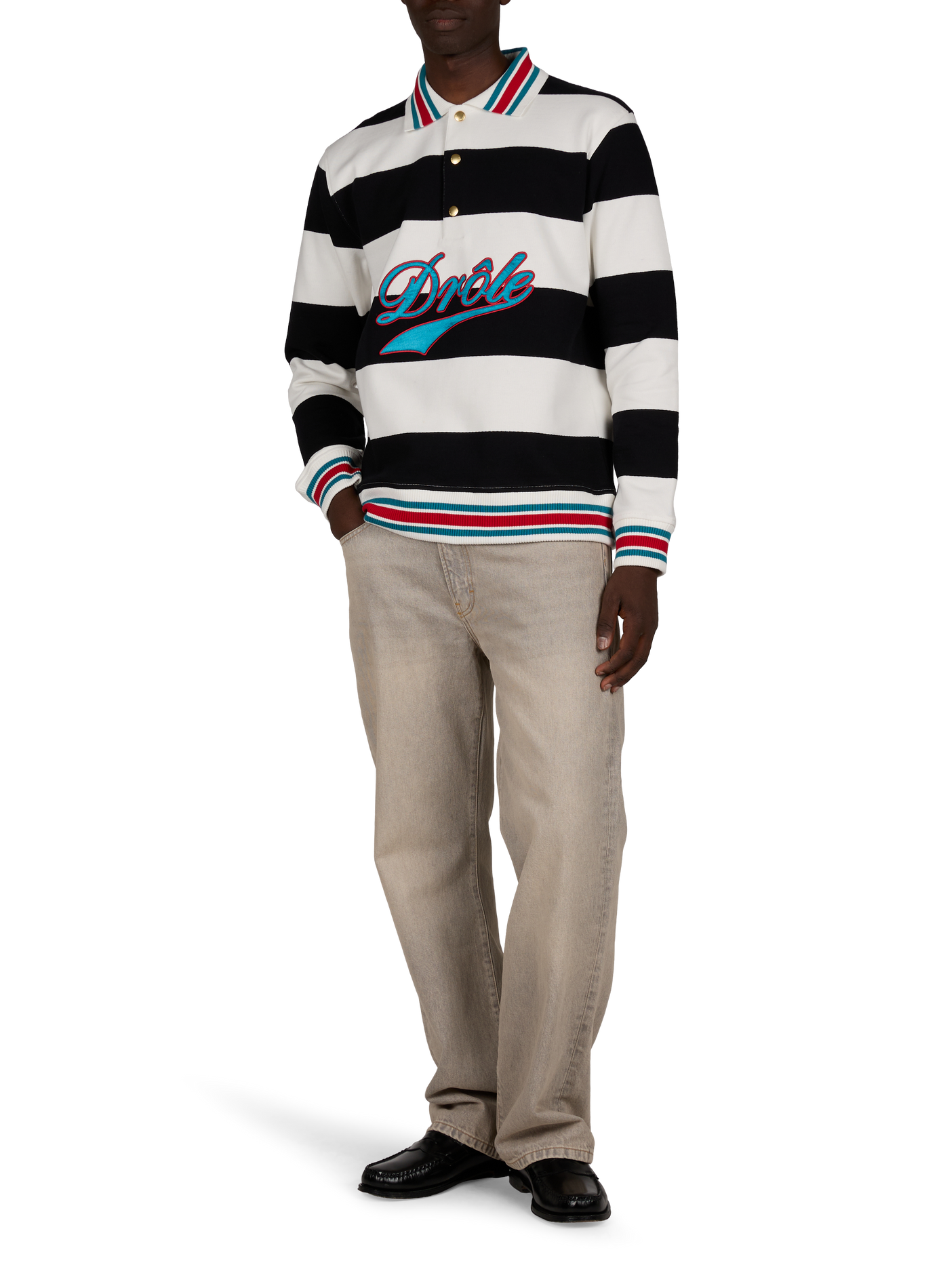 Straight fit thick cotton polo DROLE DE MONSIEUR White