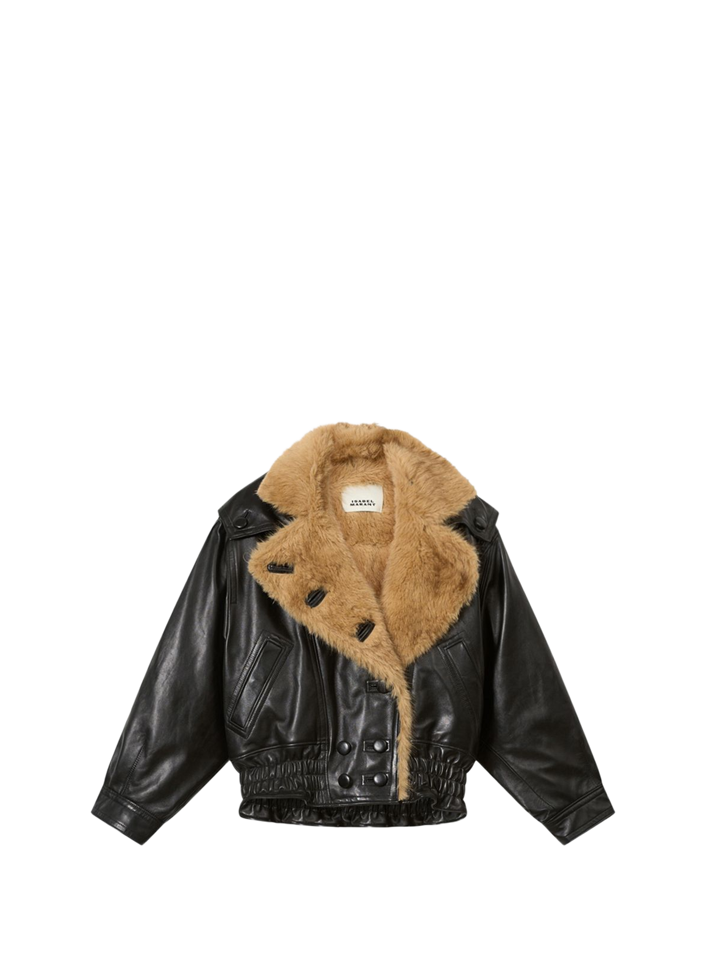 VALINA jacket in glossy leather with a shearling collar ISABEL MARANT Black