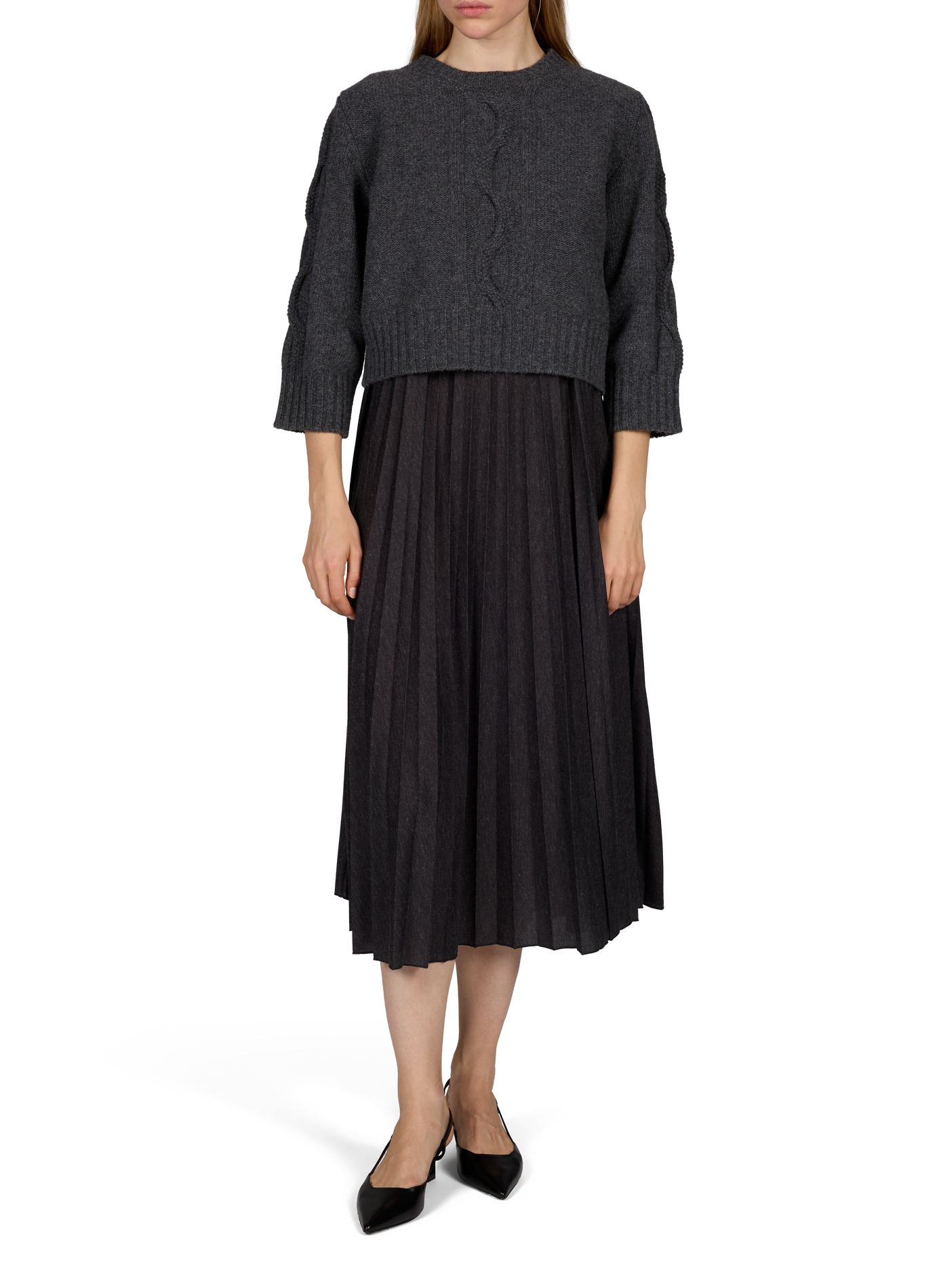 Wkdcalco Set aus Pullover und langem Wollkleid MAX MARA WEEK END Grau