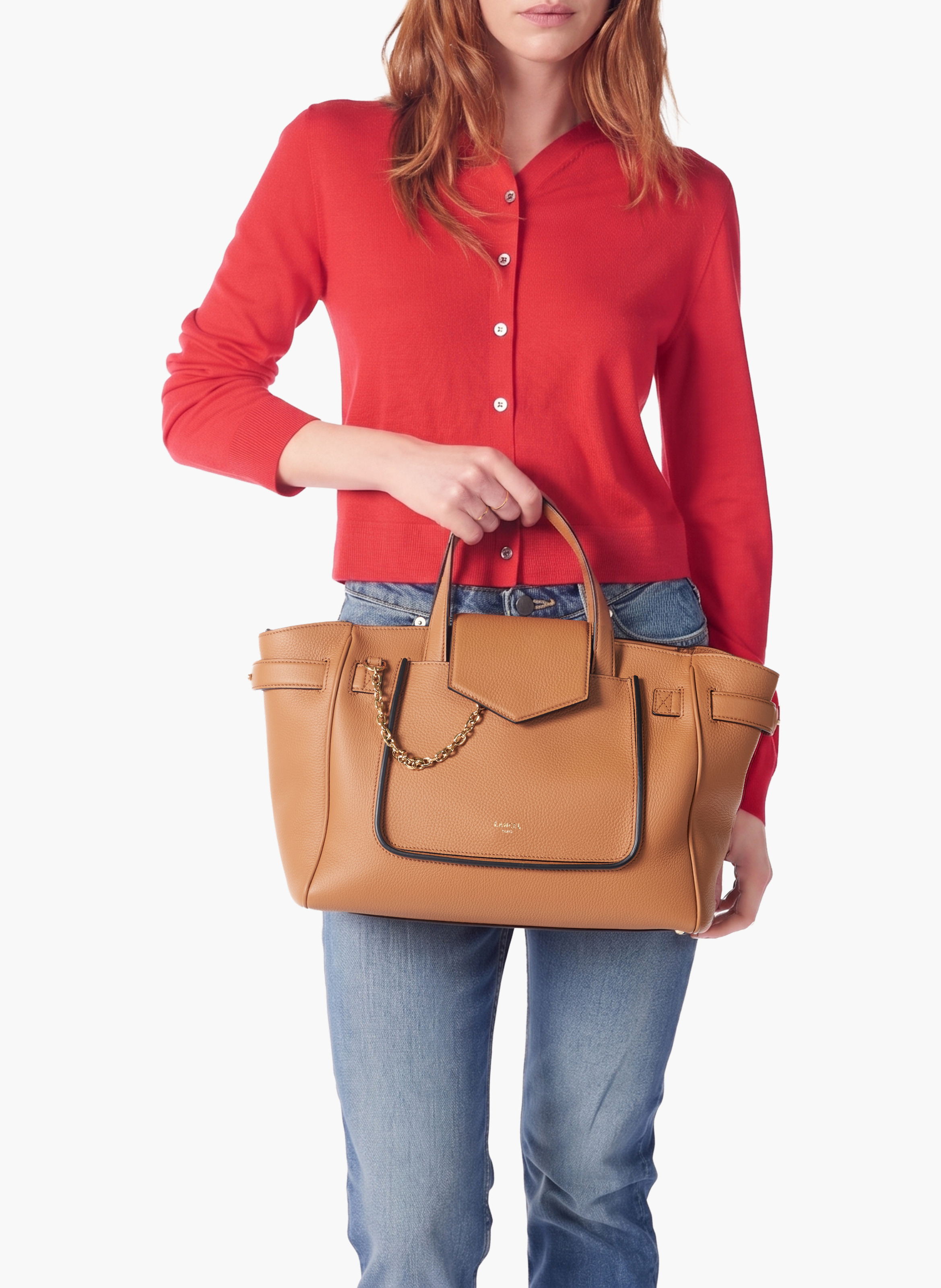 Sac carryall thea de lancel en cuir de vachette graine LANCEL Marron