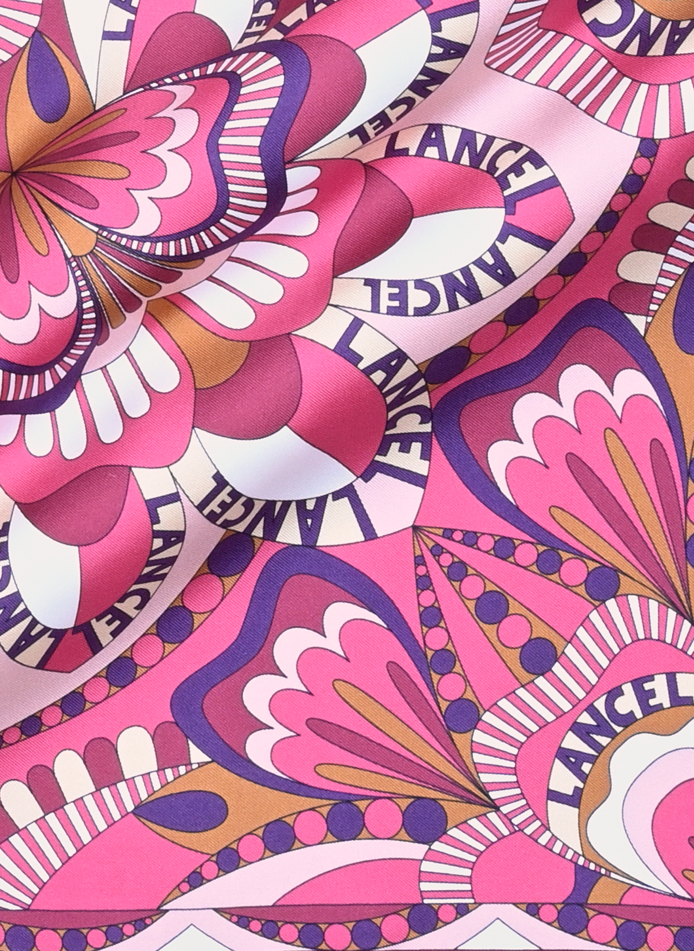 Zijden sjaal 90 cm met bloemenmotief LANCEL Paars