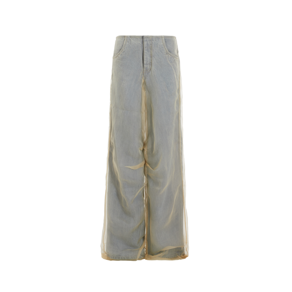 Shop Christopher Esber Wide-leg Jeans With Silk Overlay In Blue