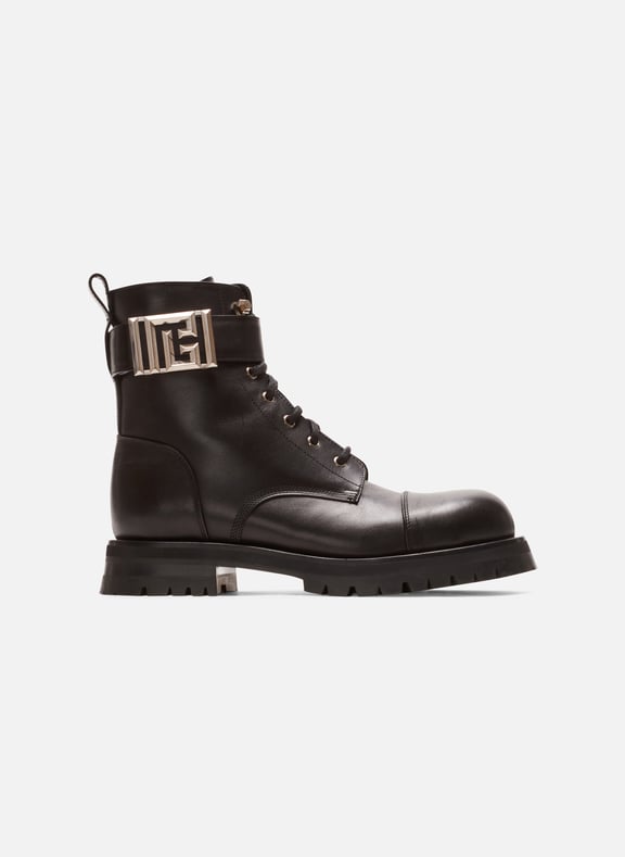 Bottines rangers charlie en cuir Noir by BALMAIN BALMAIN Bottines rangers charlie en cuir Noir