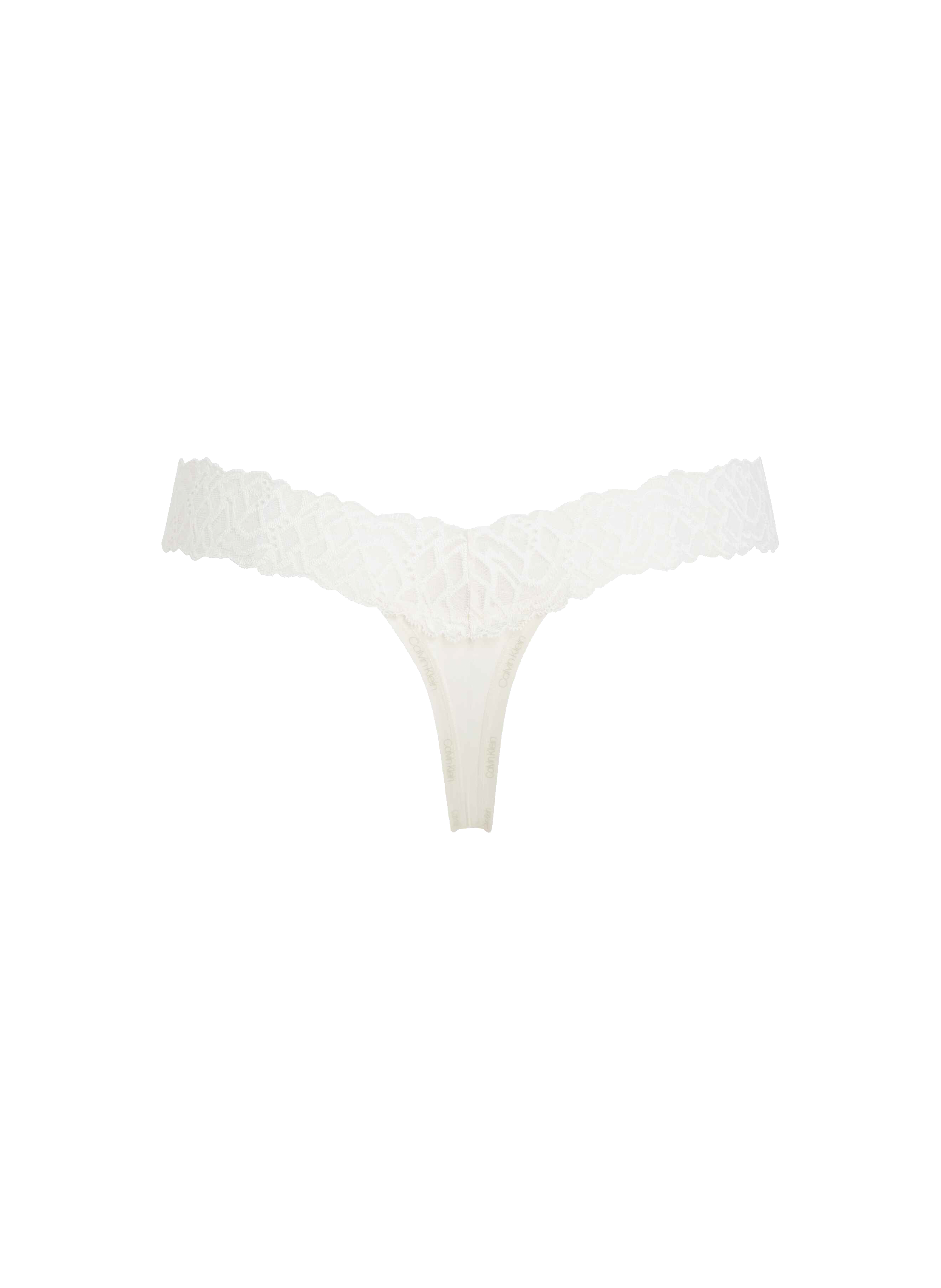 Microfibre and lace thong Beige