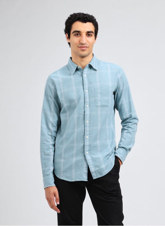 Chemise slim en lin et coton Bleu by DOCKERS DOCKERS Chemise slim en lin et coton Bleu
