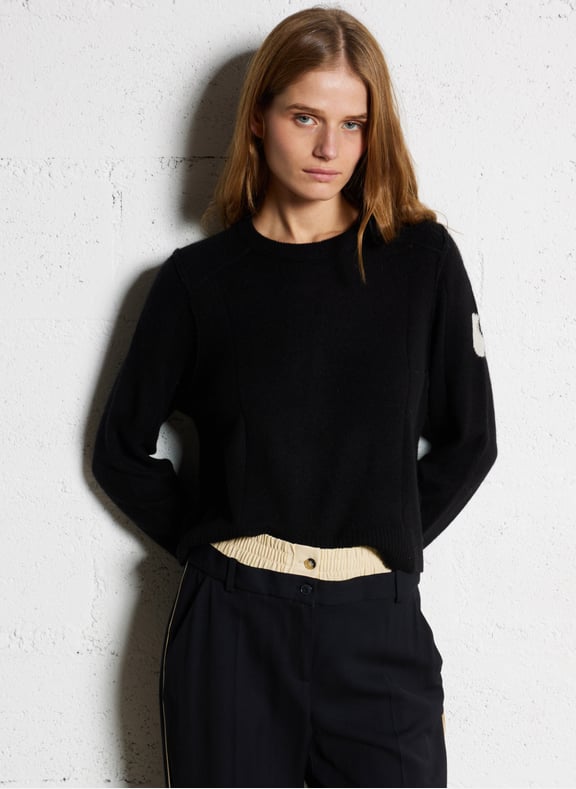 Pull droit col rond en cachemire charlotte Noir by BA&SH BA&SH Pull droit col rond en cachemire charlotte Noir