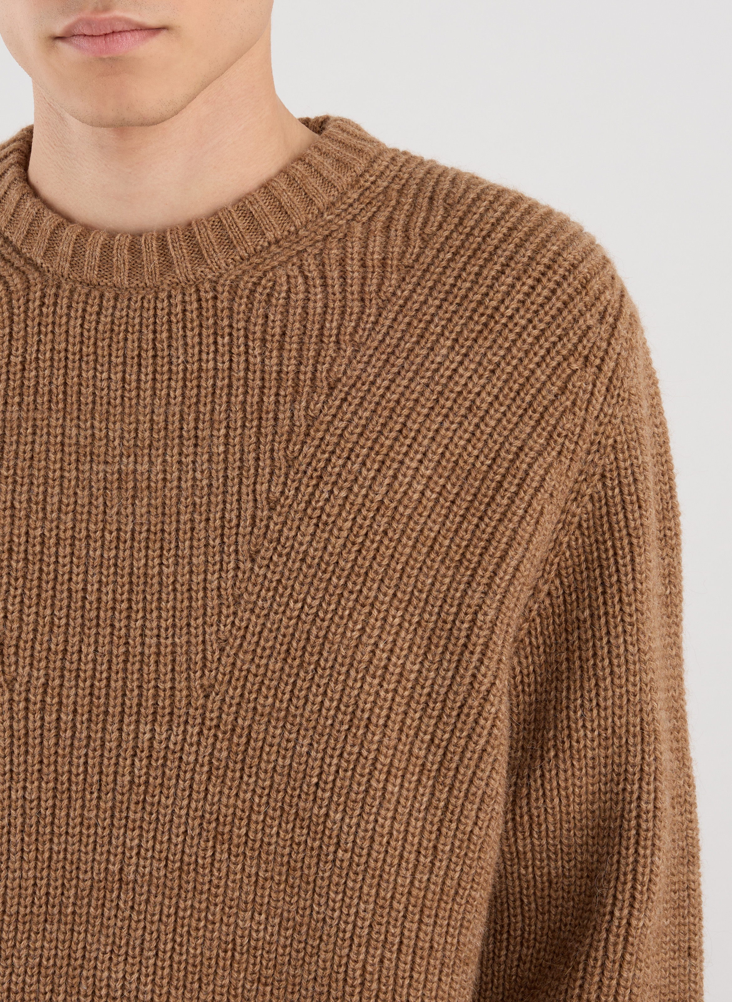 Round-neck sweater in ribbed knit SAISON 1865 Beige