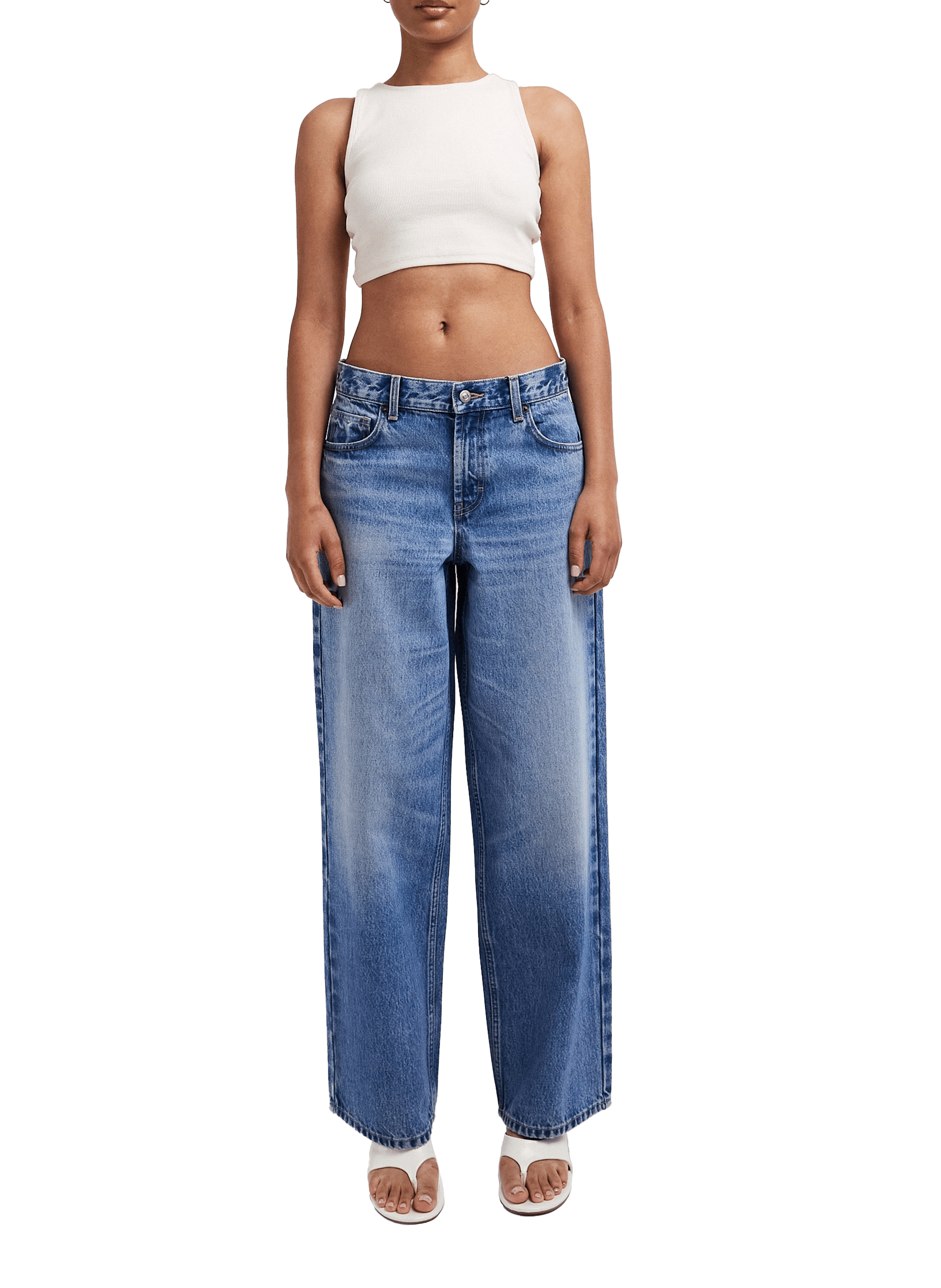 Jean large en coton TOPSHOP Bleu