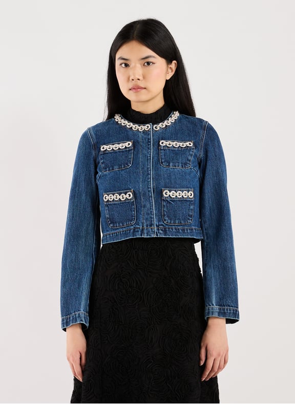 Veste courte en denim Bleu by SELF PORTRAIT SELF PORTRAIT Veste courte en denim Bleu