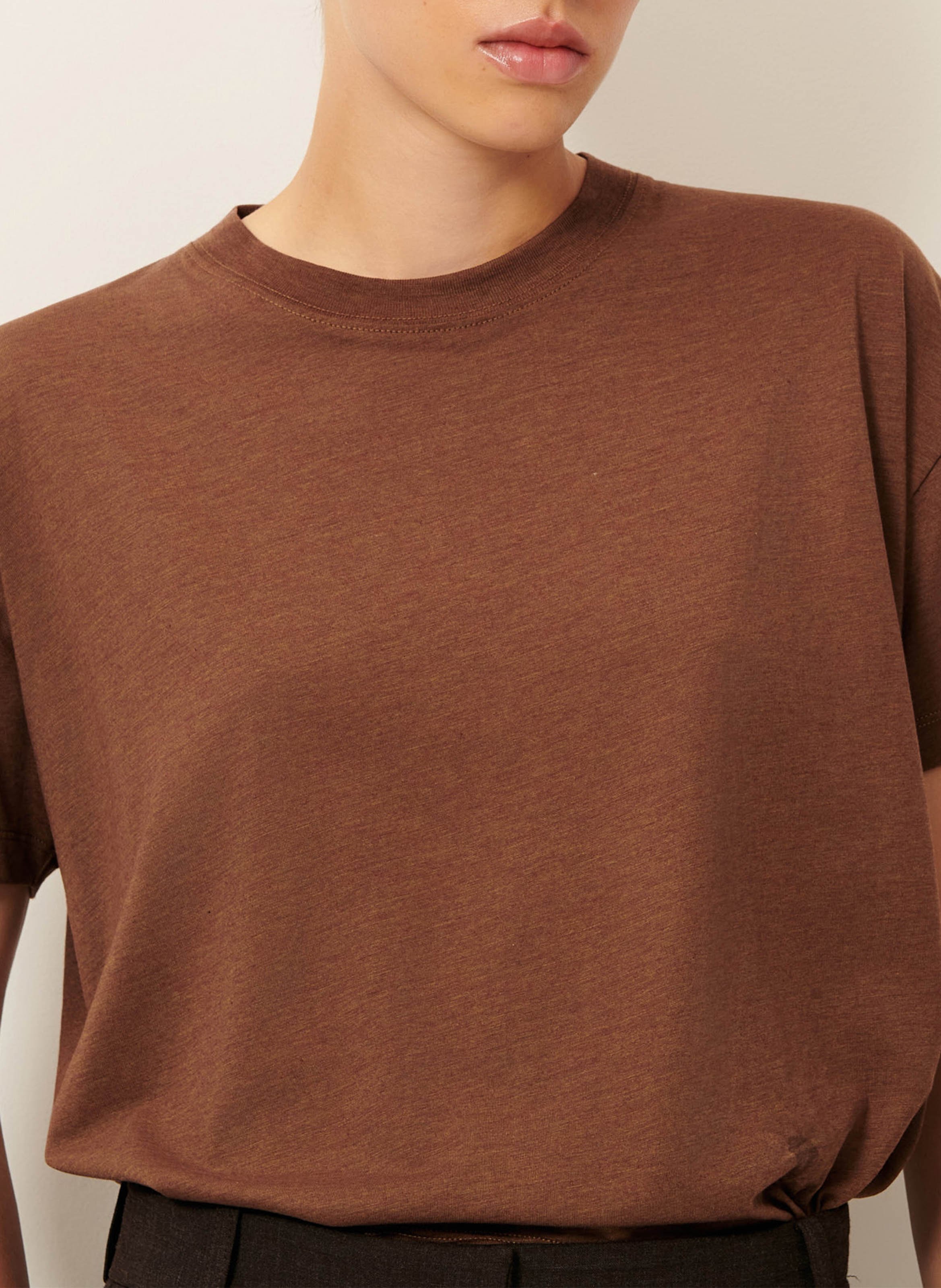 Tee-shirt oversize col rond too SESSUN Marron