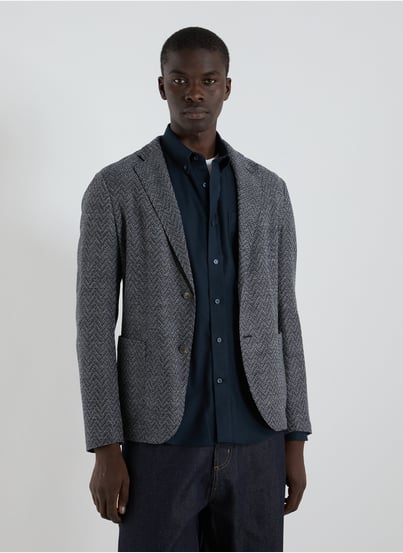 Veste droite à chevrons en laine EMPORIO ARMANI Veste droite à chevrons en laine EMPORIO ARMANI