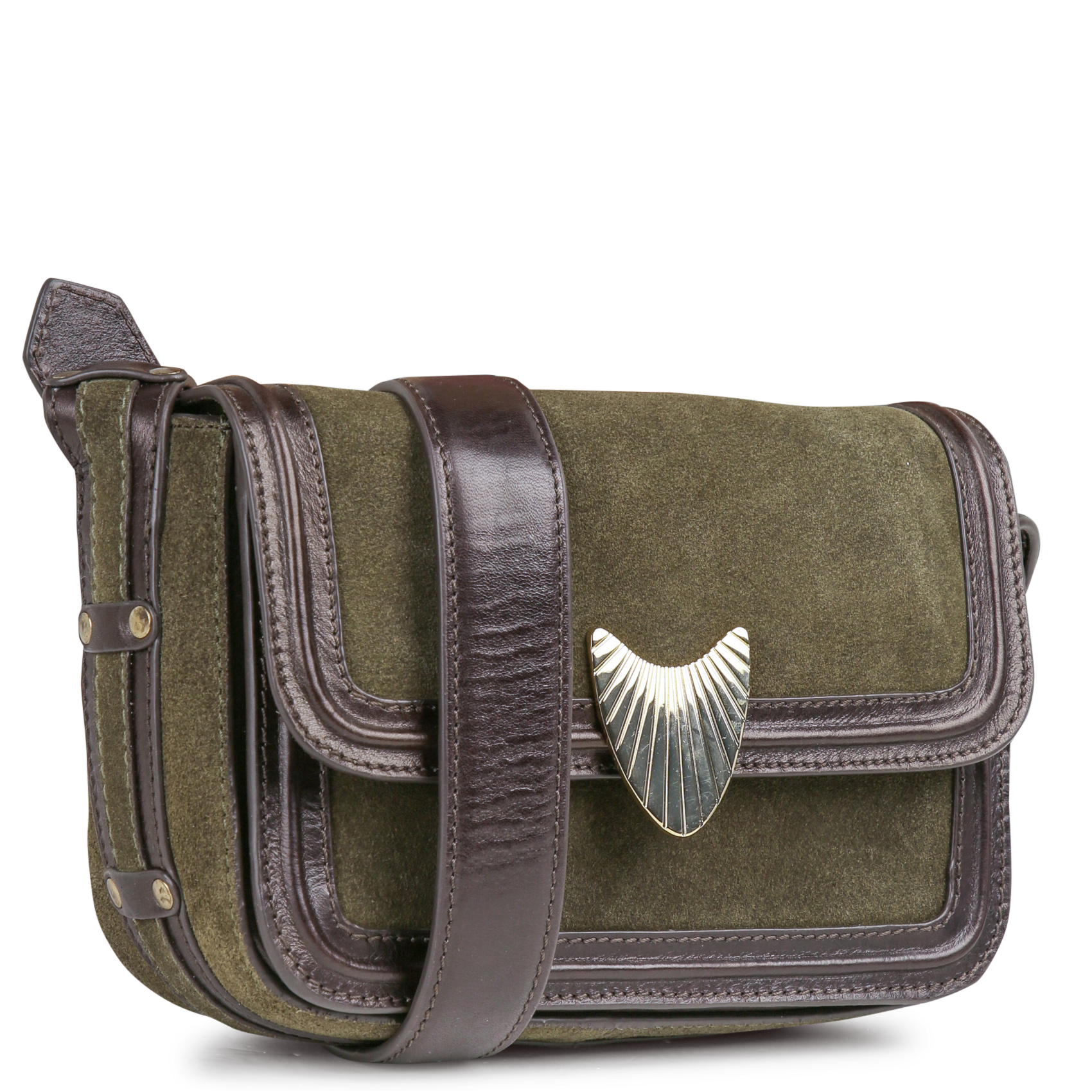 Sac bandoulière en cuir leonard mini MAISON 123 Kaki