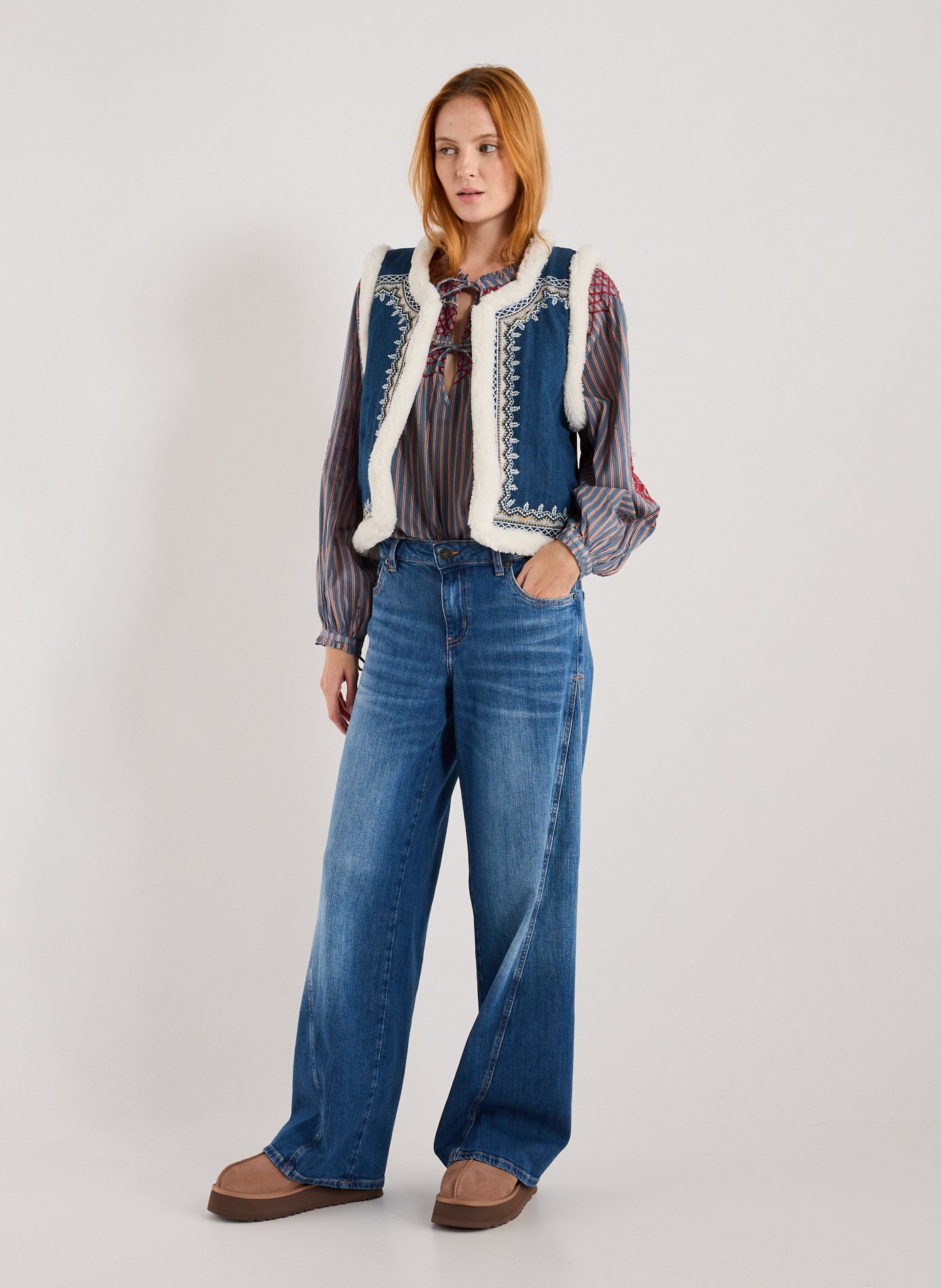 Gilet sans manches en coton mélangé LOUISE MISHA Bleu