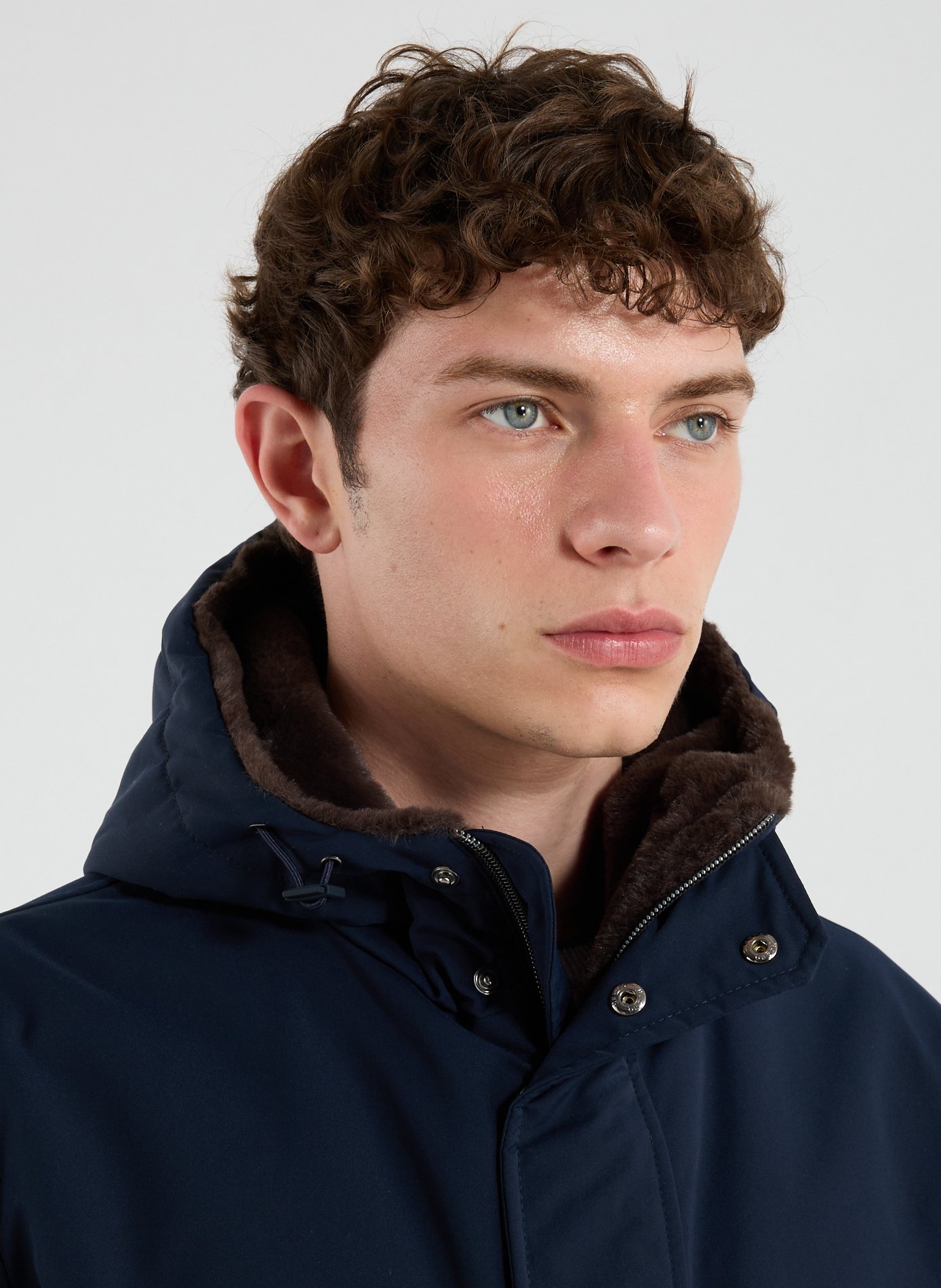 Hooded plain parka HERNO Blue
