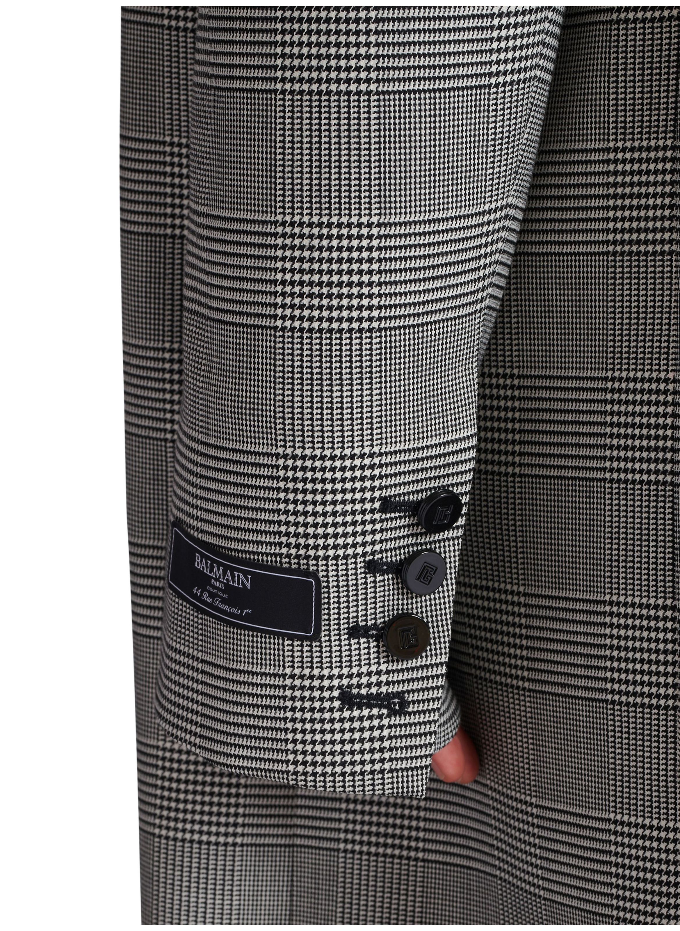 Manteau oversize en laine prince de galles BALMAIN Noir