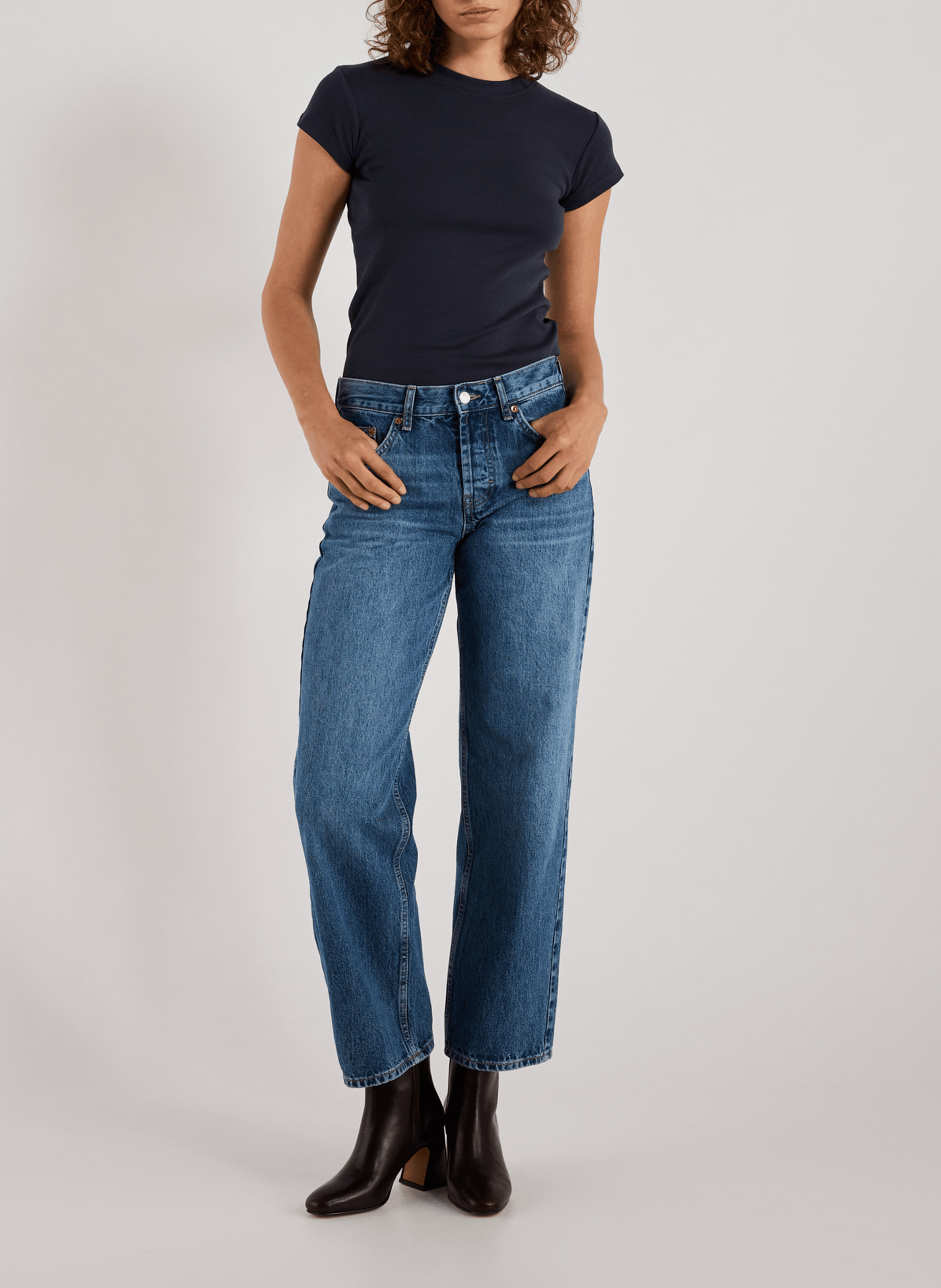 Jean cinq poches en coton TOPSHOP Bleu