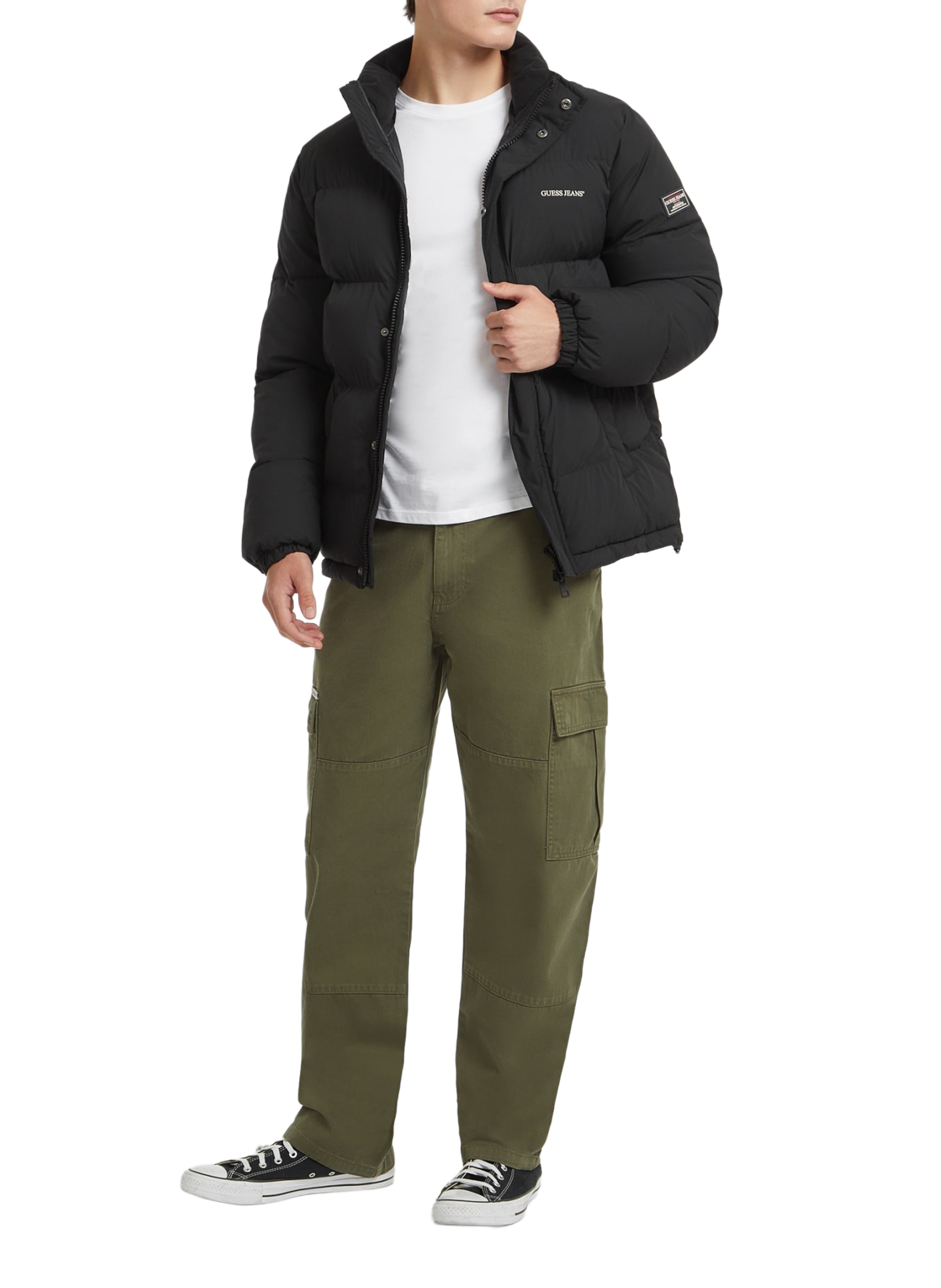 Down jacket with logo GUESS Black